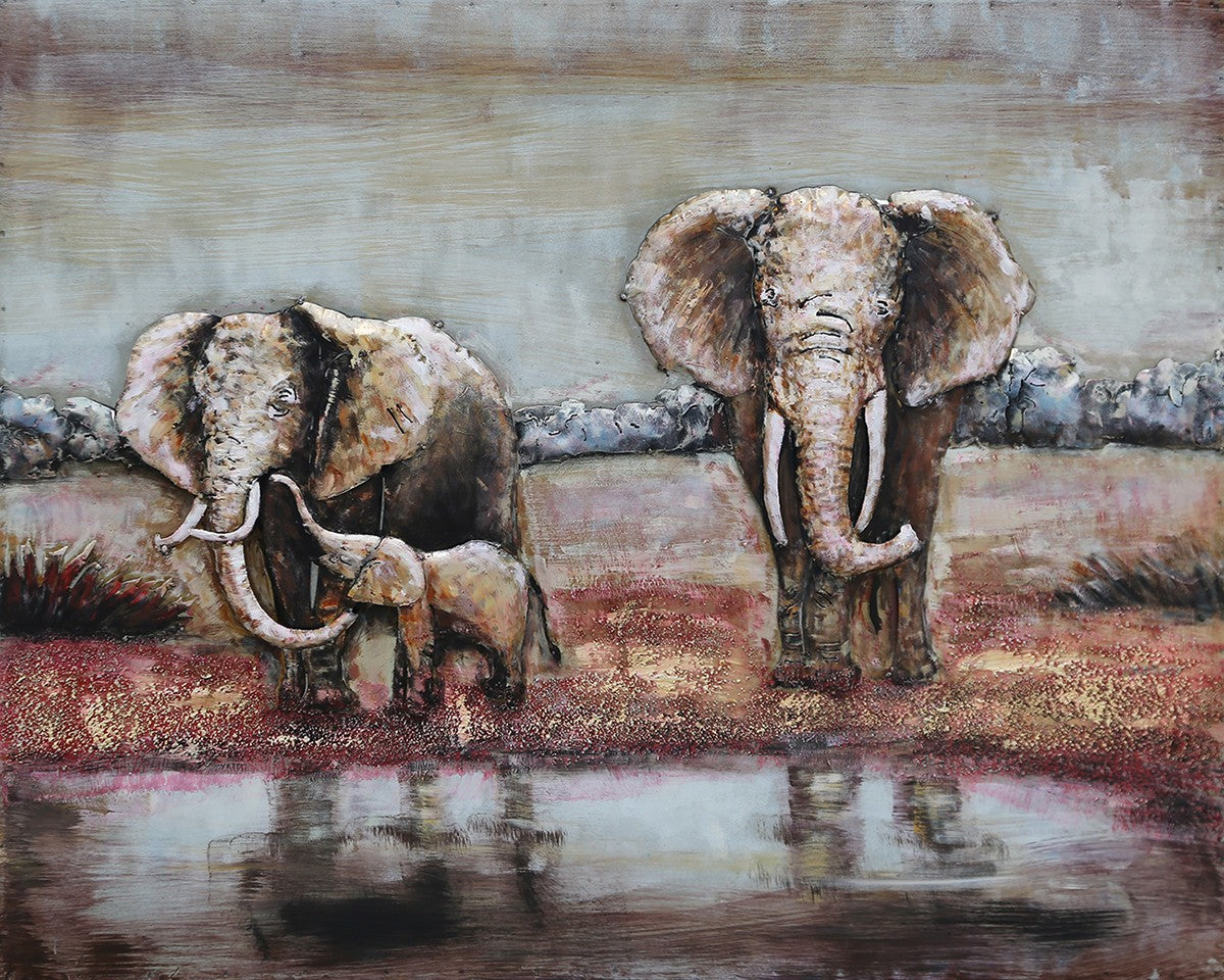 "Abstract Colorful Elephant" All Metal Canvas Wall Art Home office Decoration