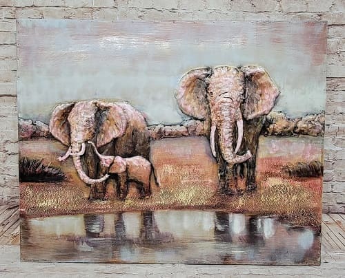 "Abstract Colorful Elephant" All Metal Canvas Wall Art Home office Decoration