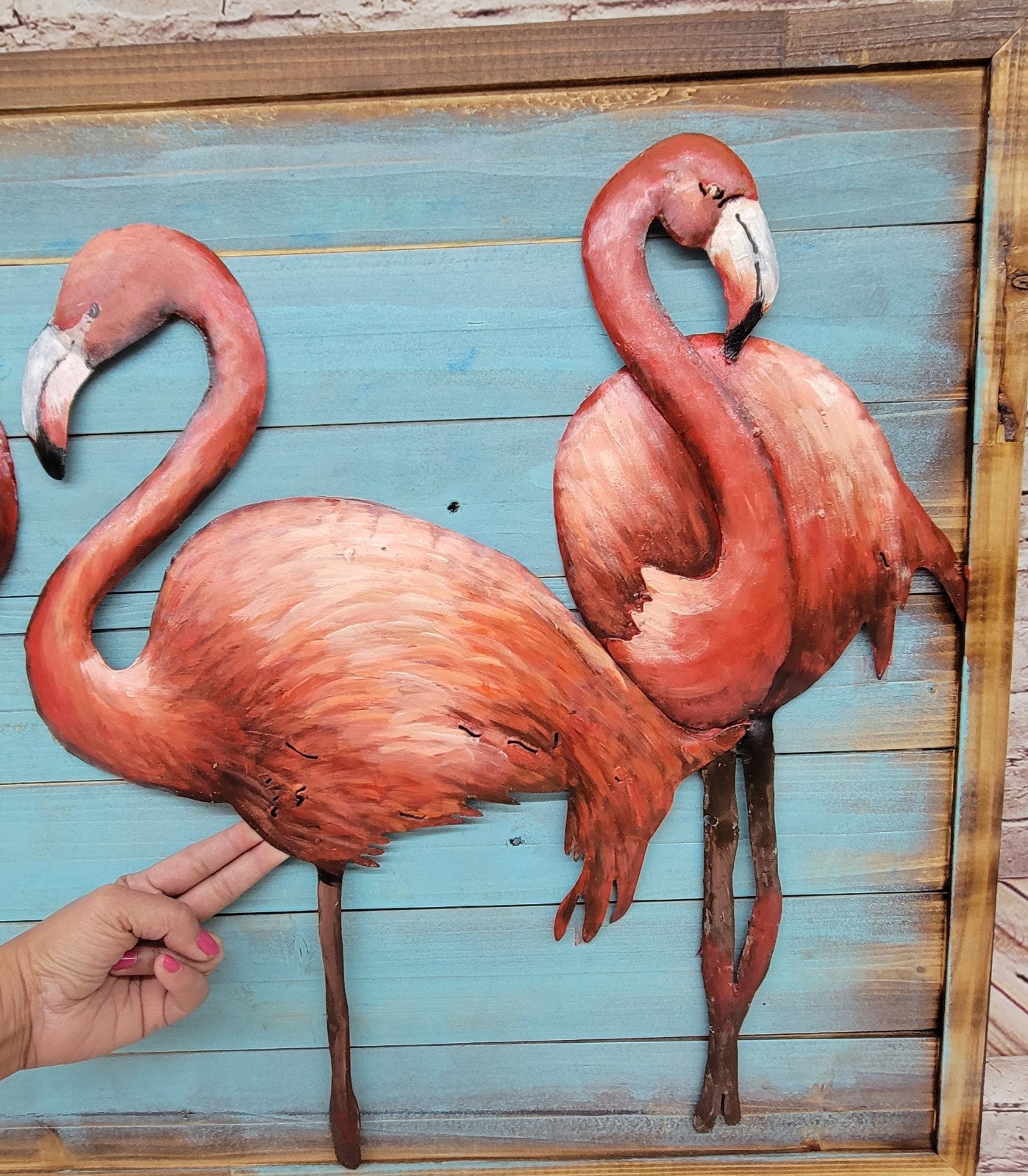 IMPRESSIONISM CONTEMPORARY Pink Flamingos 3 Dimensional oil Painting