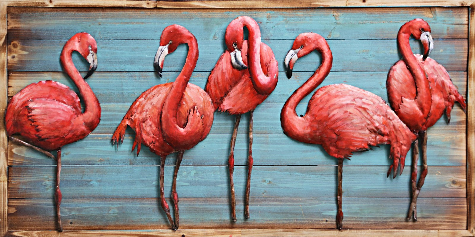 IMPRESSIONISM CONTEMPORARY Pink Flamingos 3 Dimensional oil Painting