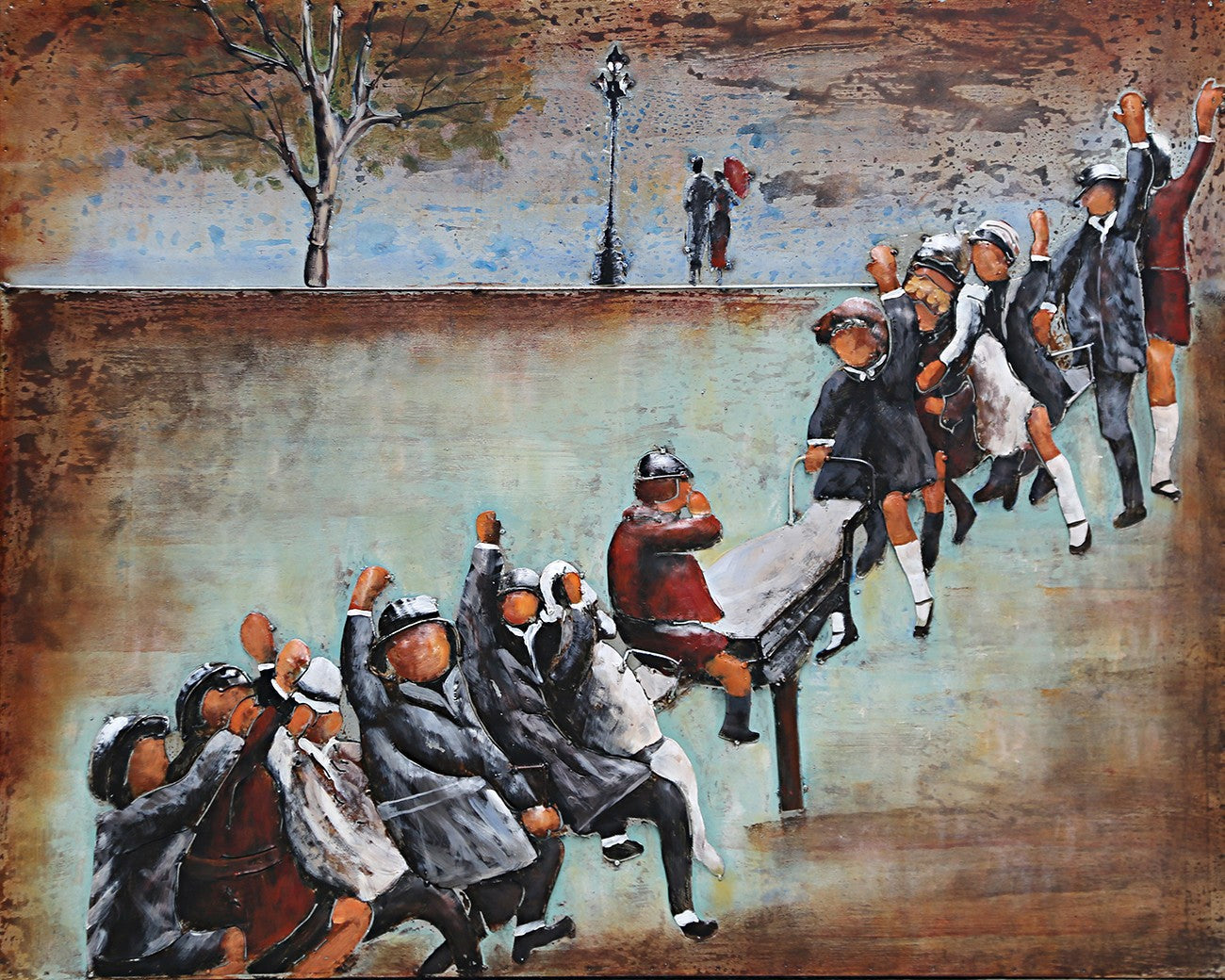 Boys Playing at See-Saw Classic Modern Children Artwork Three Dimensional Art