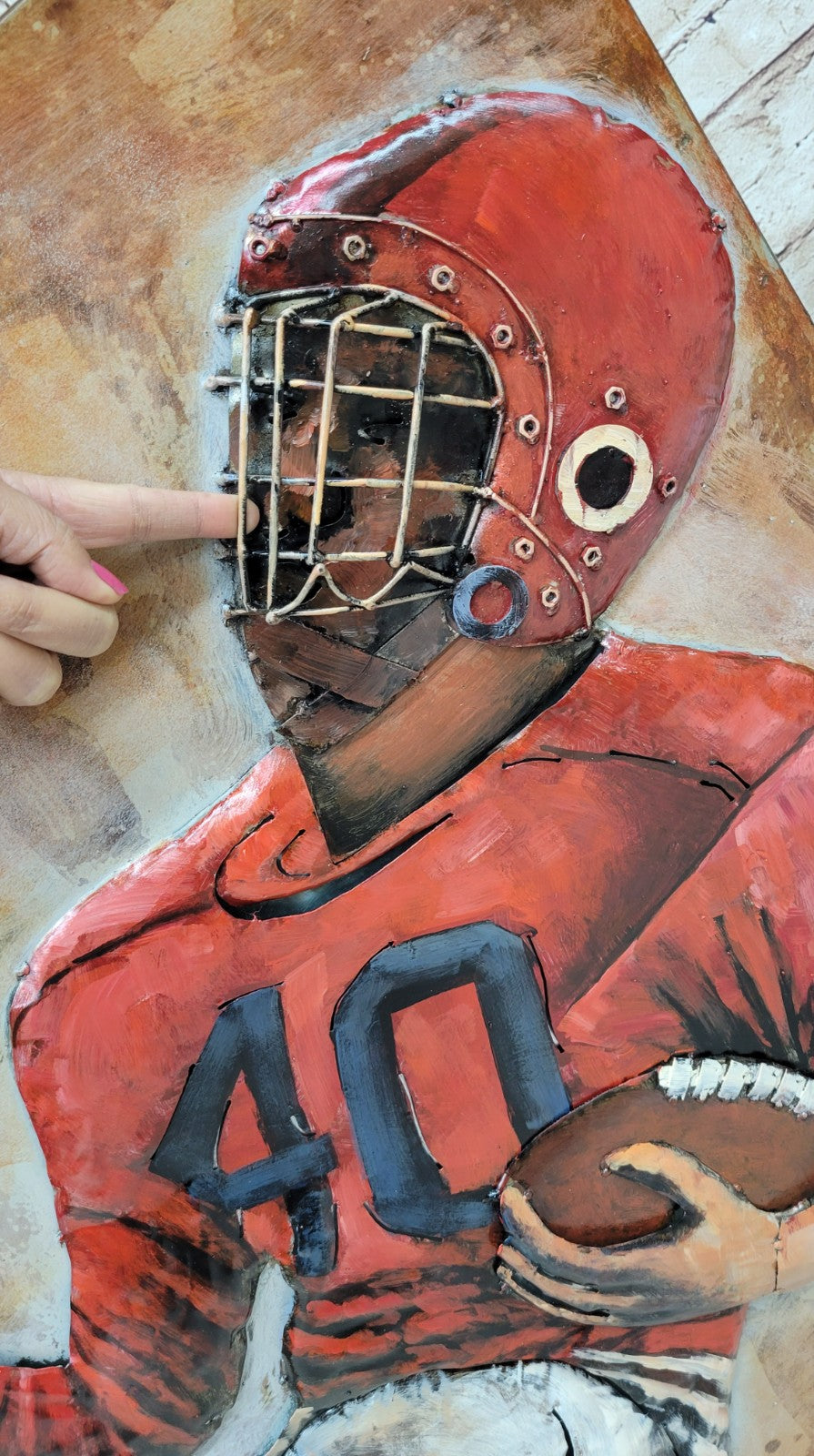 Football Player Painting Paint on Canvas by European Bronze Finery 3-D Paint