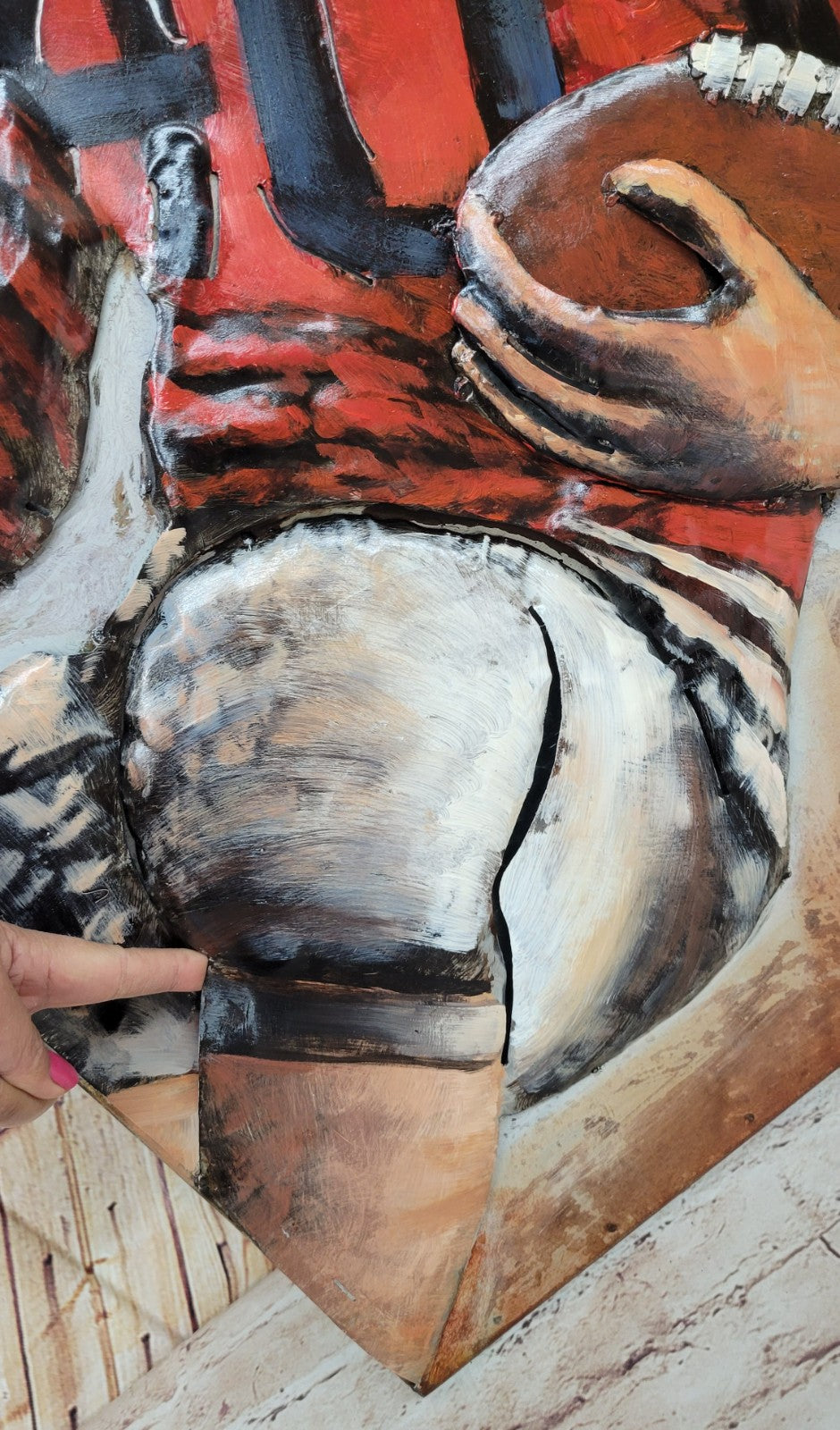 Football Player Painting Paint on Canvas by European Bronze Finery 3-D Paint