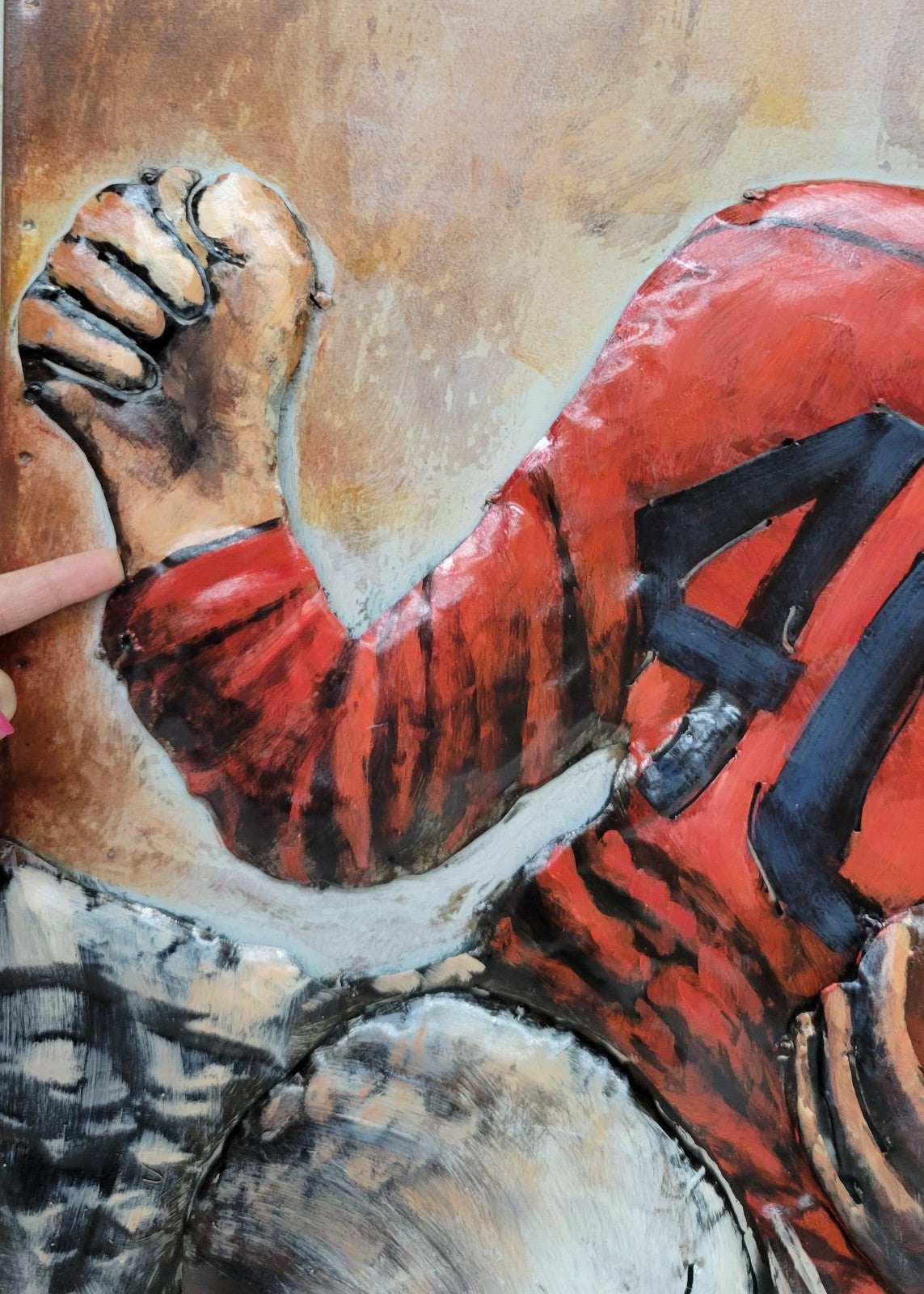 Football Player Painting Paint on Canvas by European Bronze Finery 3-D Paint