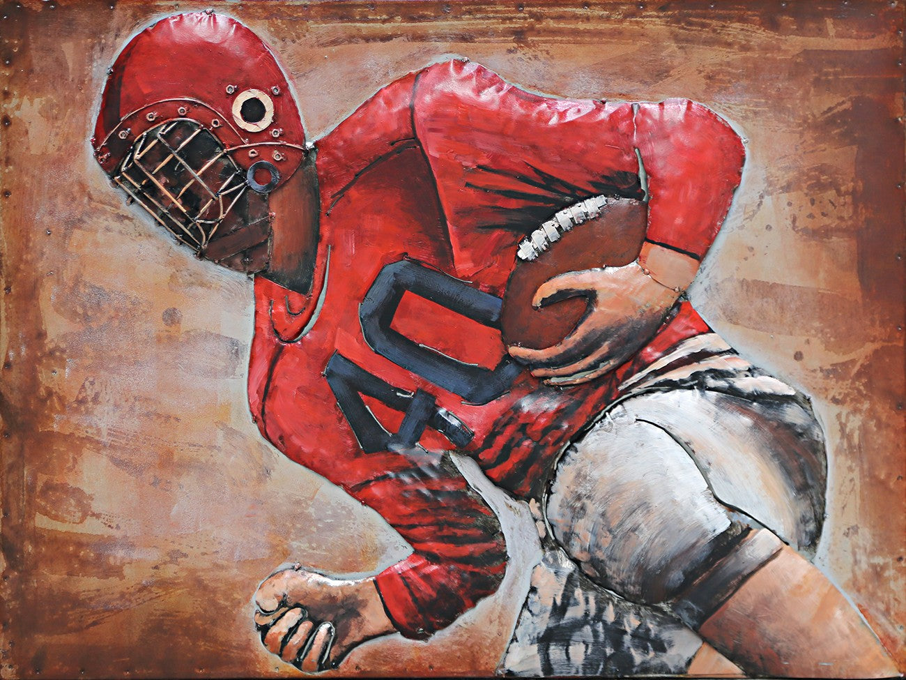 Football Player Painting Paint on Canvas by European Bronze Finery 3-D Paint