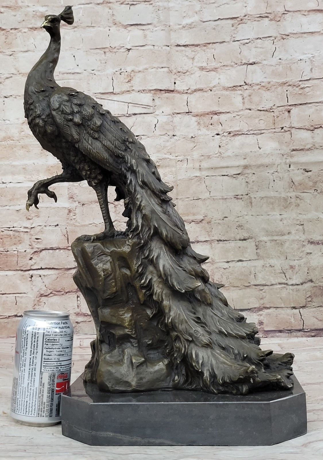 Hand Made Peacock Bronze Sculpture Milo Figurine Lost Wax Method Vintage Artwork