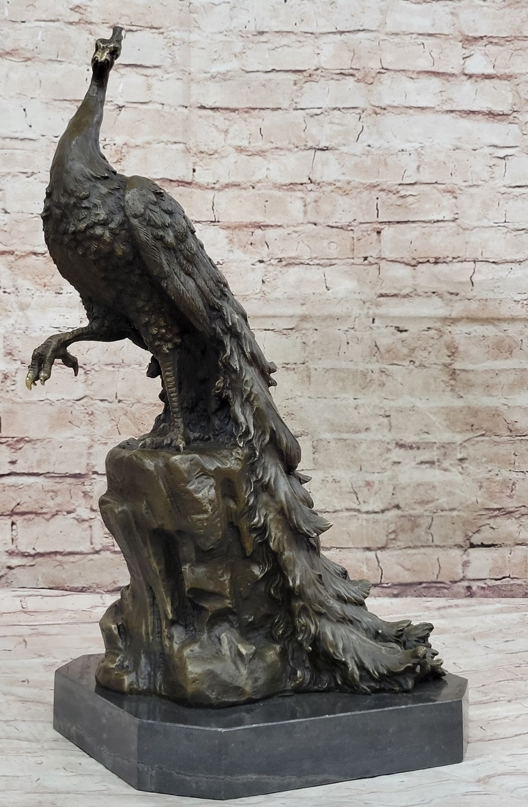 Hand Made Peacock Bronze Sculpture Milo Figurine Lost Wax Method Vintage Artwork