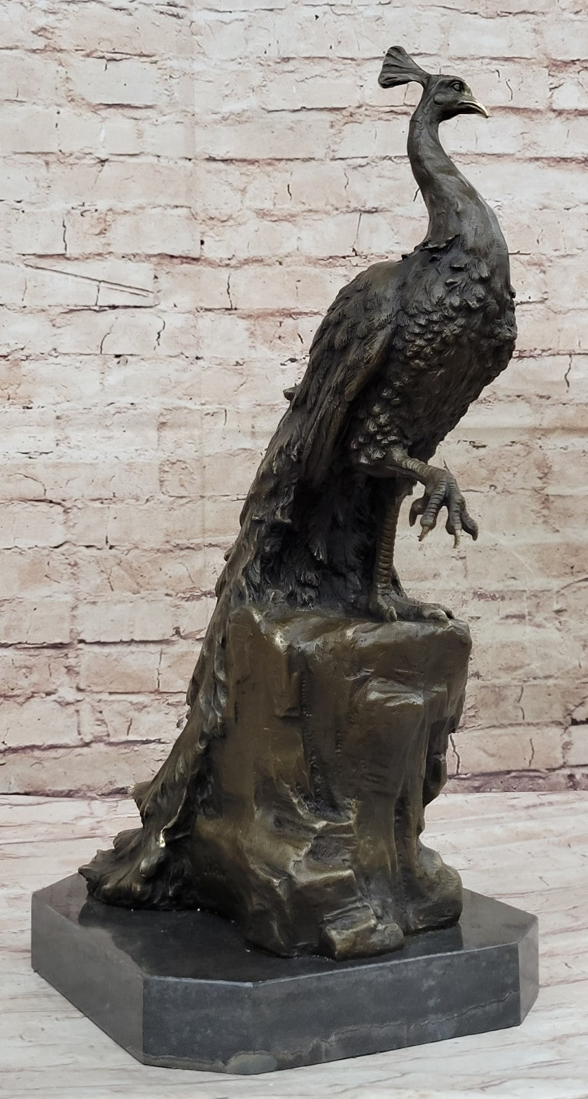 Hand Made Peacock Bronze Sculpture Milo Figurine Lost Wax Method Vintage Artwork