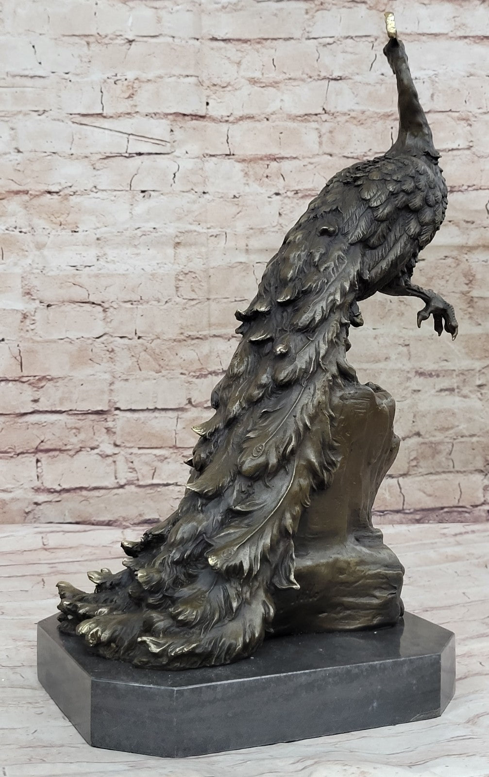 Hand Made Peacock Bronze Sculpture Milo Figurine Lost Wax Method Vintage Artwork