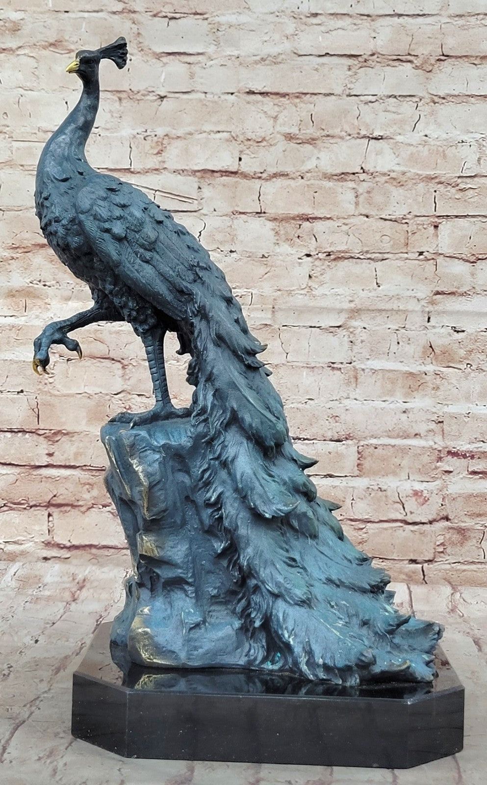 European Made Peacock Bronze Sculpture Statue Figurine Hand Made Statue Deal