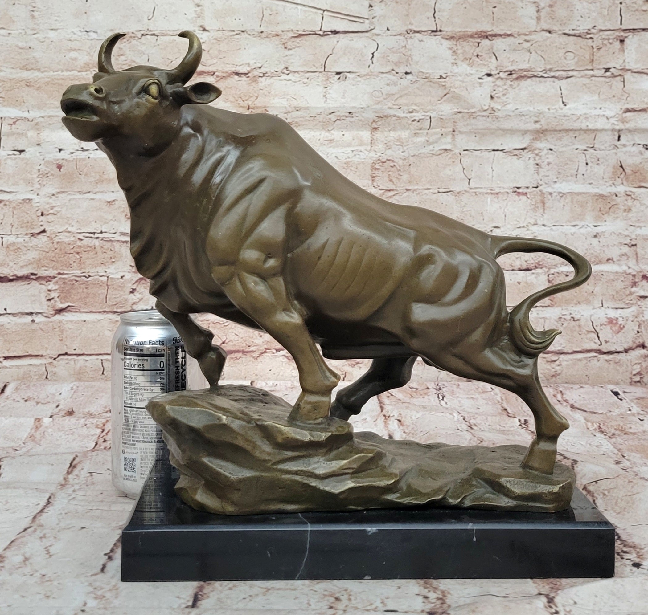 16" Chinese Lost Wax Method Bronze Fengshui Bull Oxen Wealth Money Luck Sculpture