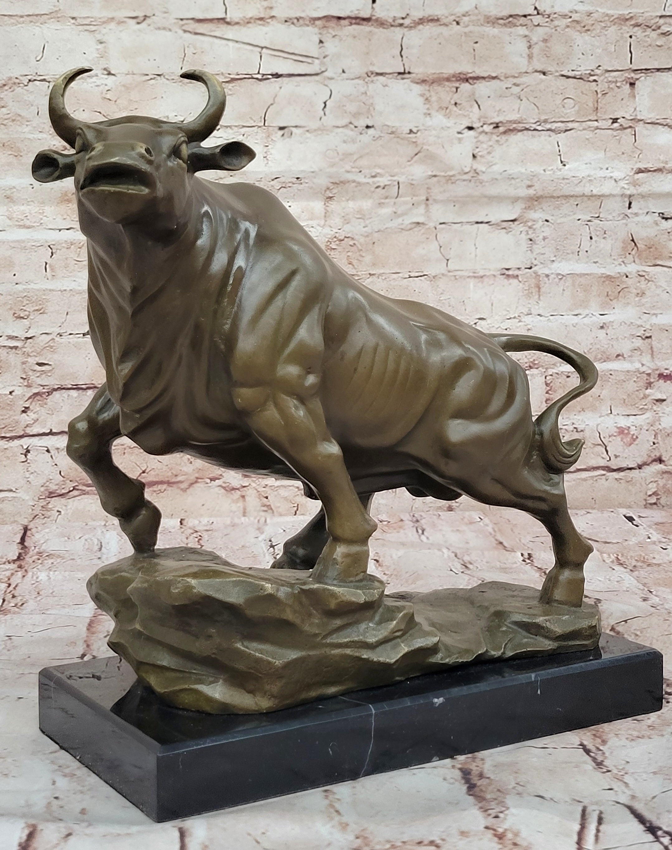 16" Chinese Lost Wax Method Bronze Fengshui Bull Oxen Wealth Money Luck Sculpture
