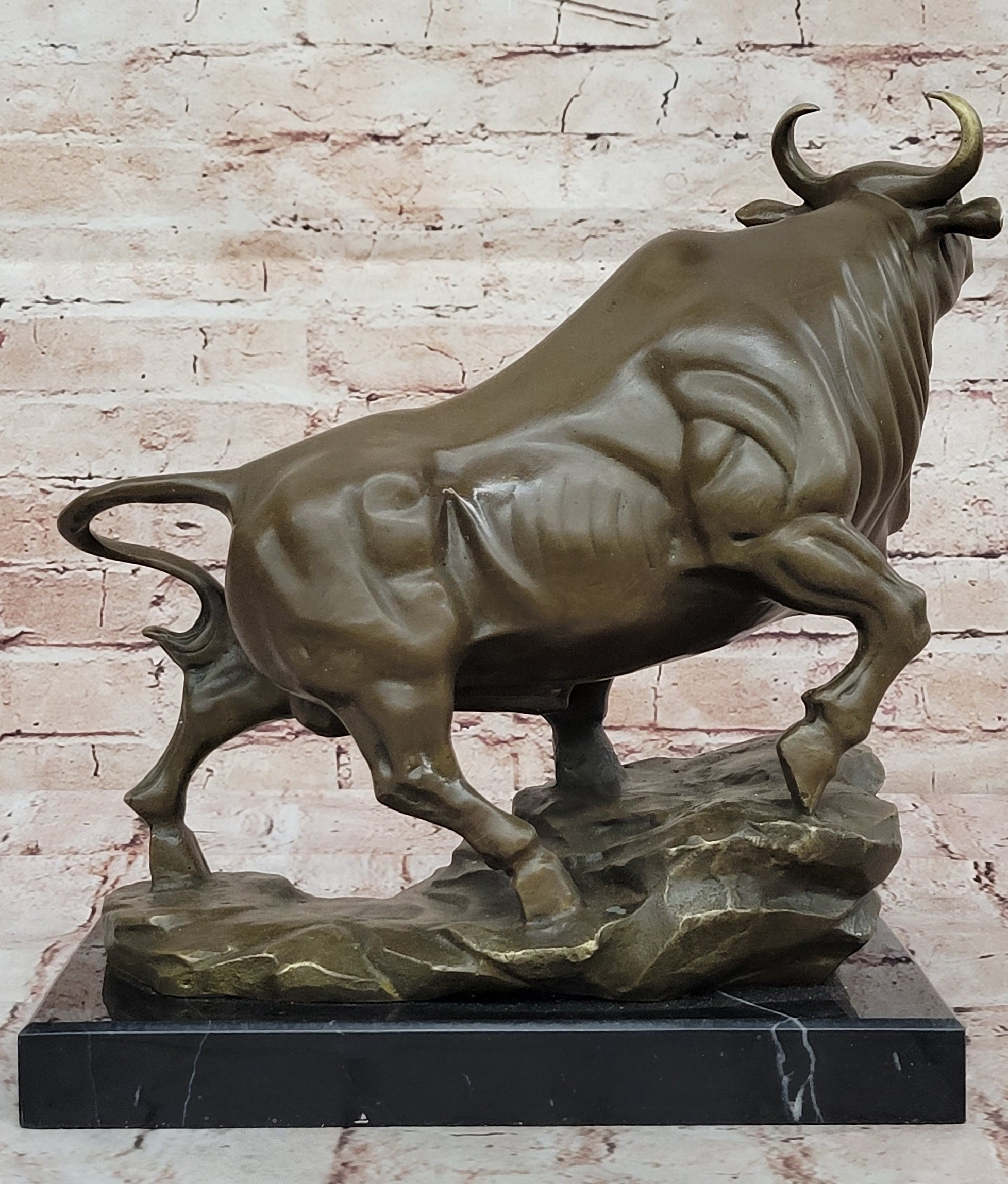 16" Chinese Lost Wax Method Bronze Fengshui Bull Oxen Wealth Money Luck Sculpture