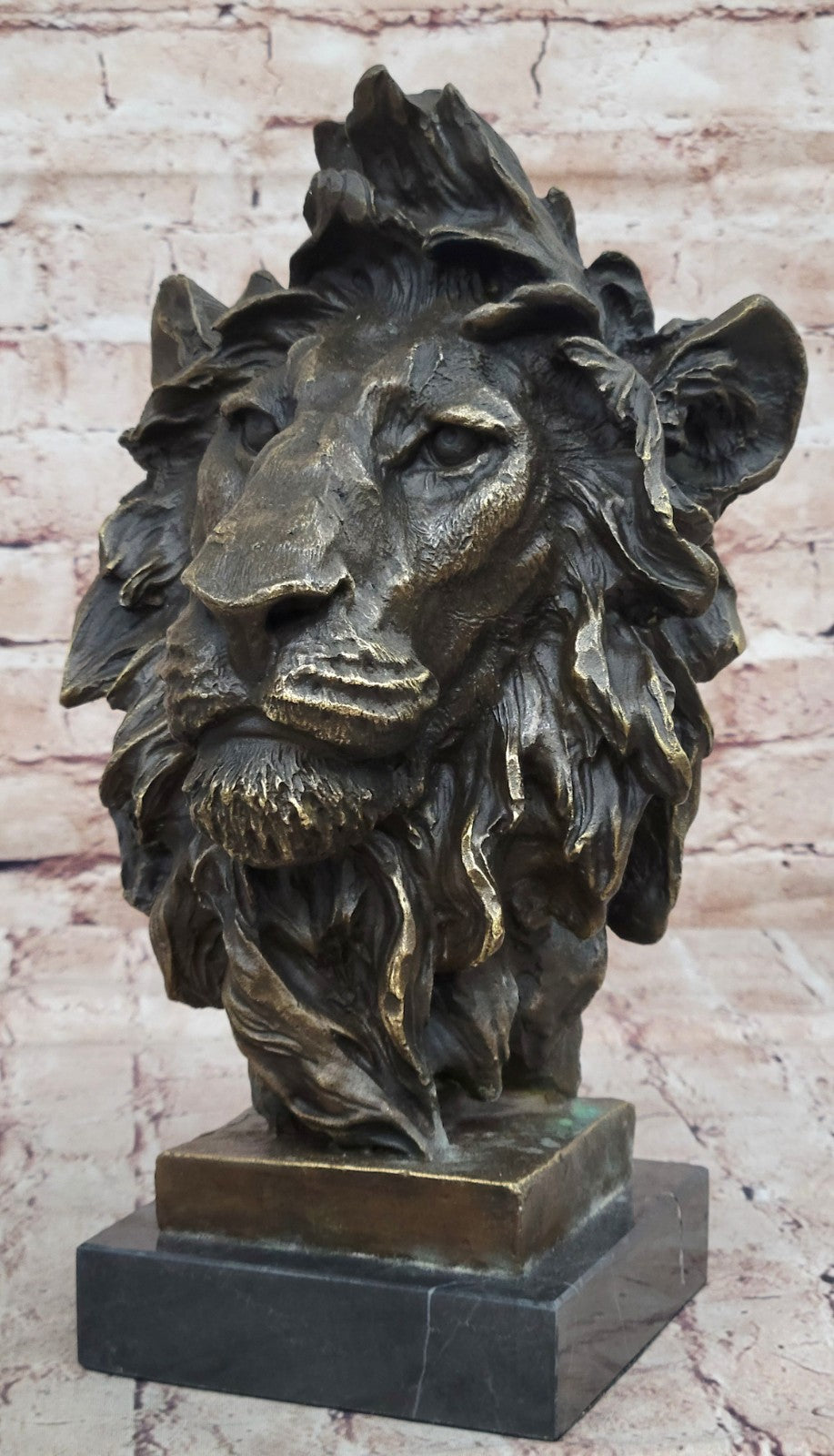 Art Sculpture Pure Bronze Copper Marble Abstract Fu Foo Dog Lion Statue Figurine