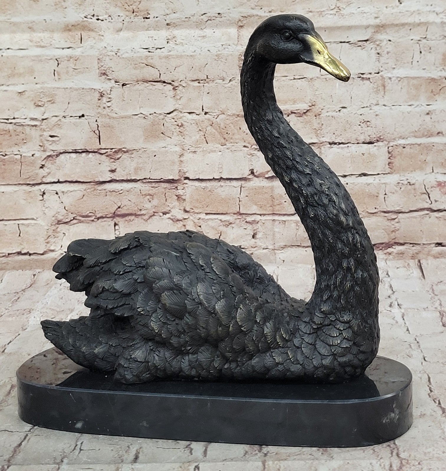 Swan Geese Backyard Pond Bird Lover Gift Art Bronze Marble Statue Sculpture