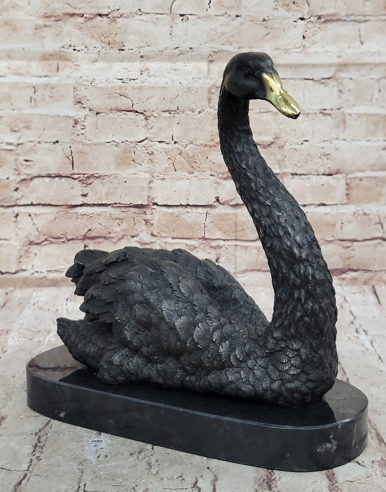 Swan Geese Backyard Pond Bird Lover Gift Art Bronze Marble Statue Sculpture