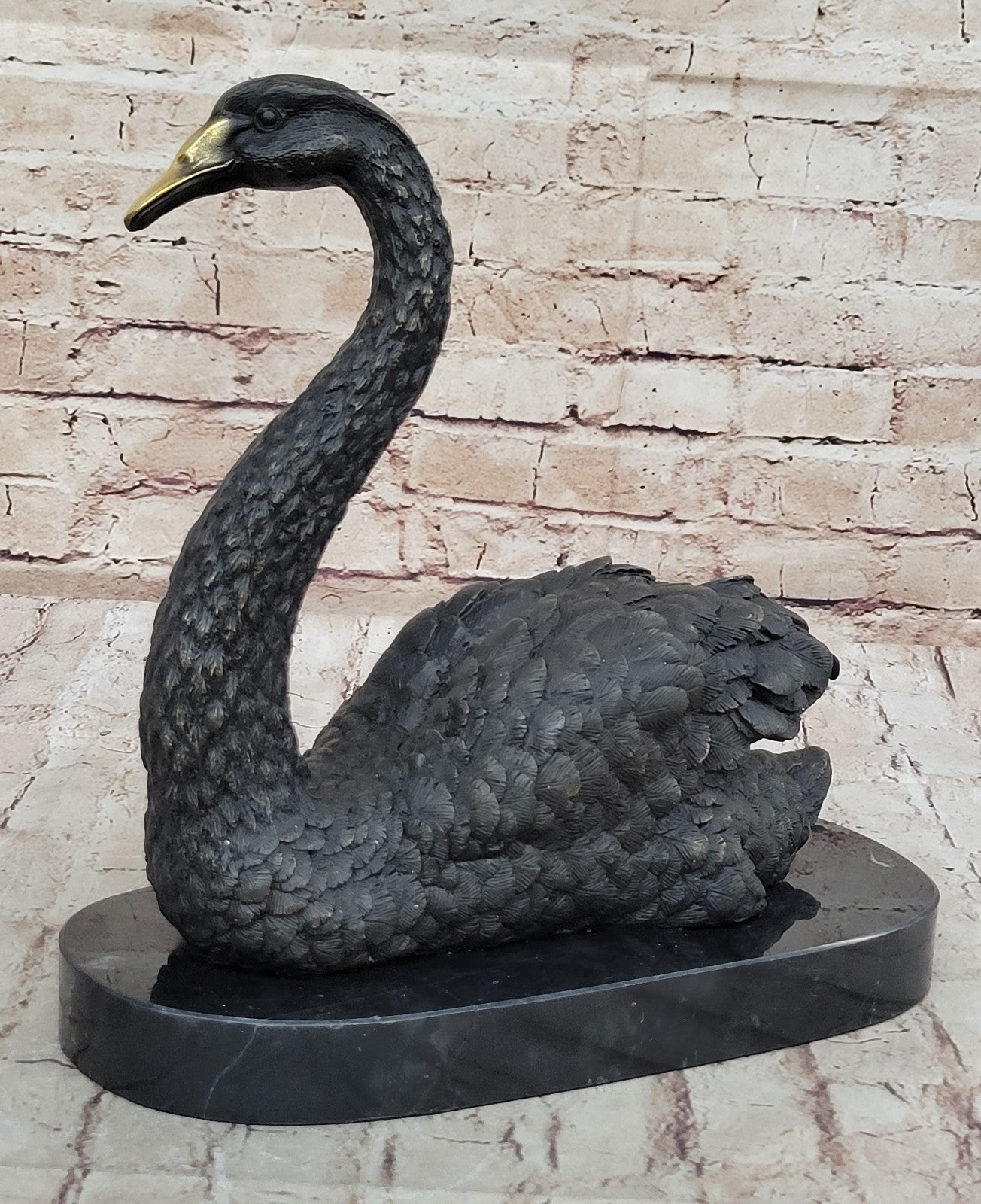 Swan Geese Backyard Pond Bird Lover Gift Art Bronze Marble Statue Sculpture