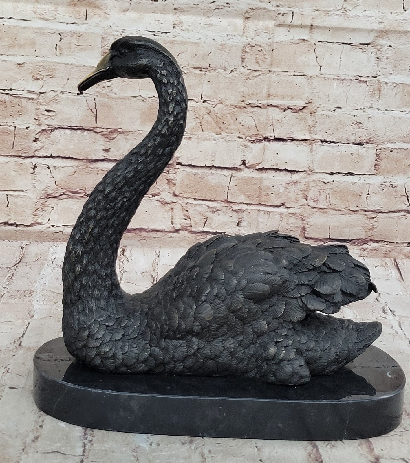 Swan Geese Backyard Pond Bird Lover Gift Art Bronze Marble Statue Sculpture