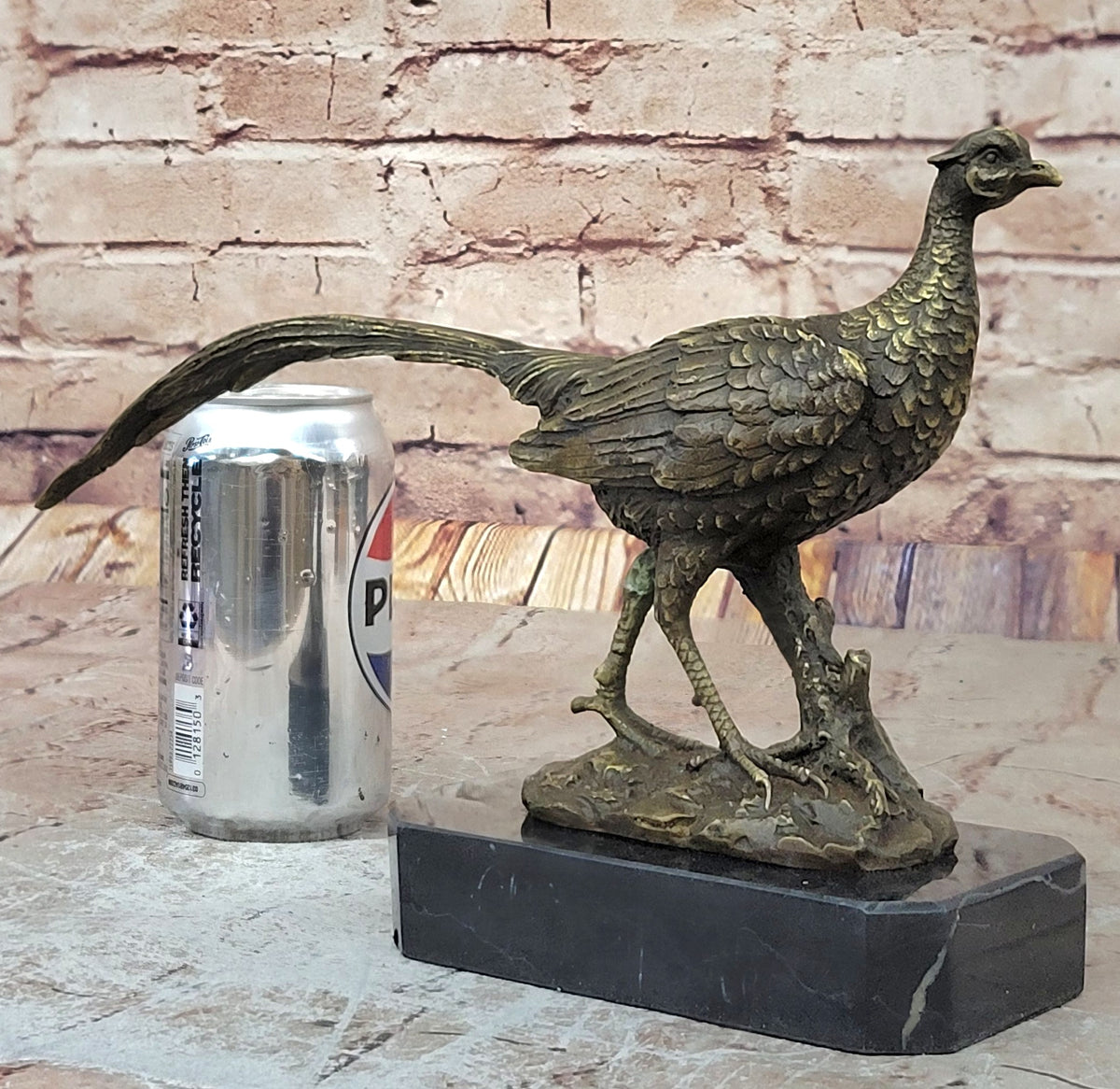 Lifelike Bronze Pheasant Statue Wildlife Sculpture Farm Decor Collector`s Item