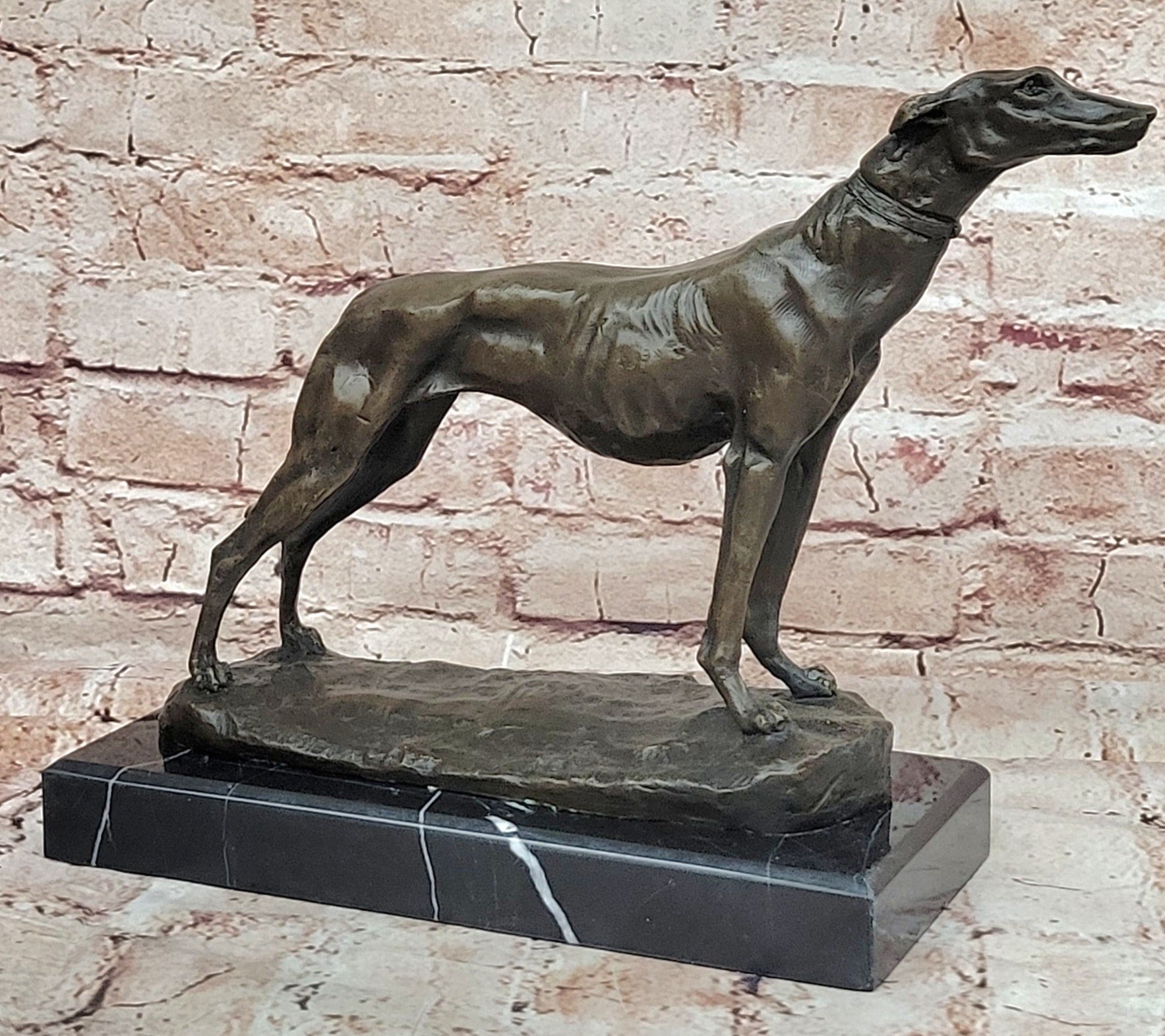 Signed Fremiet  100% Bronze Standing Greyhounds- Midcentury Modern Sculpture ART