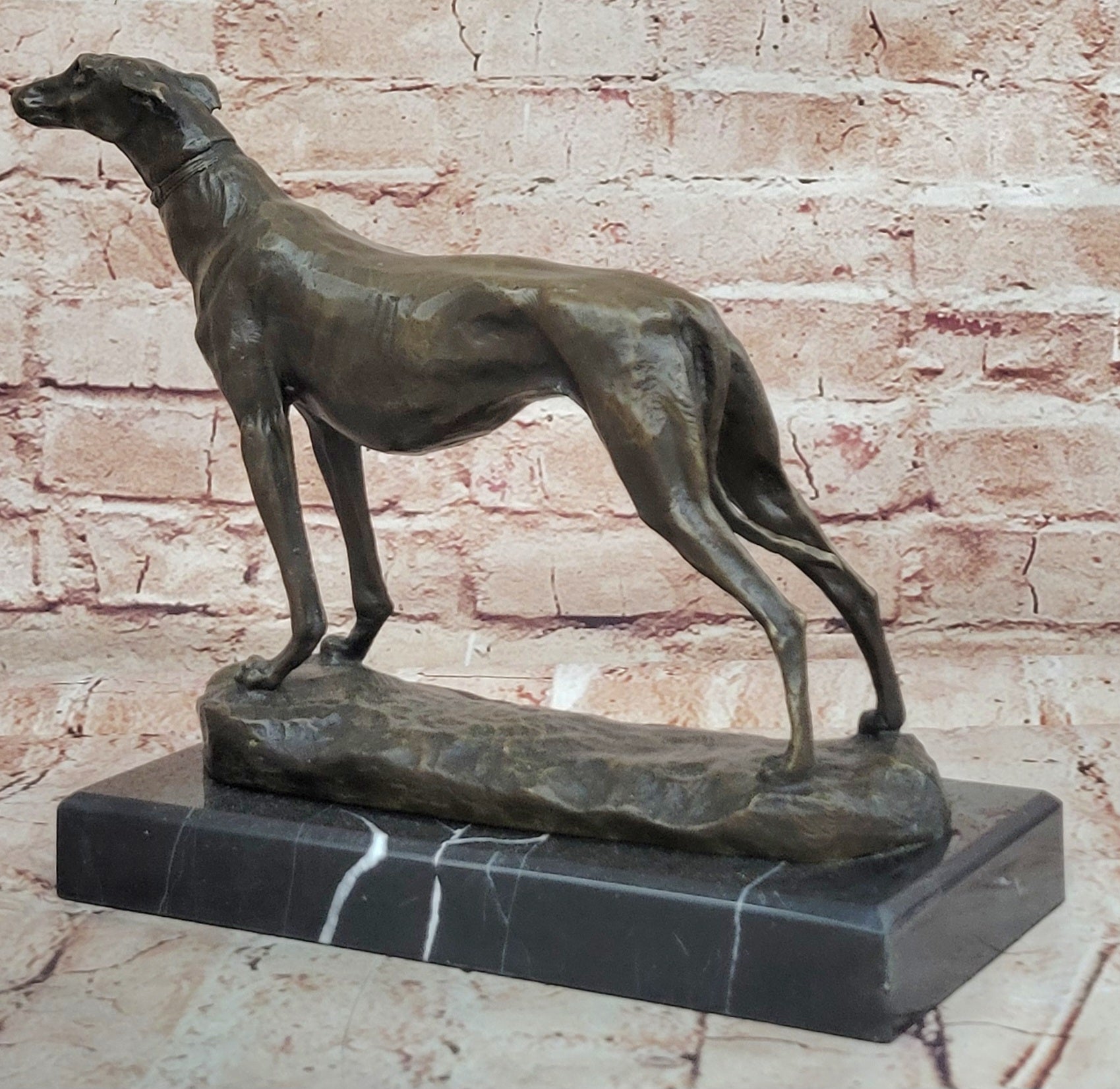 Signed Fremiet  100% Bronze Standing Greyhounds- Midcentury Modern Sculpture ART