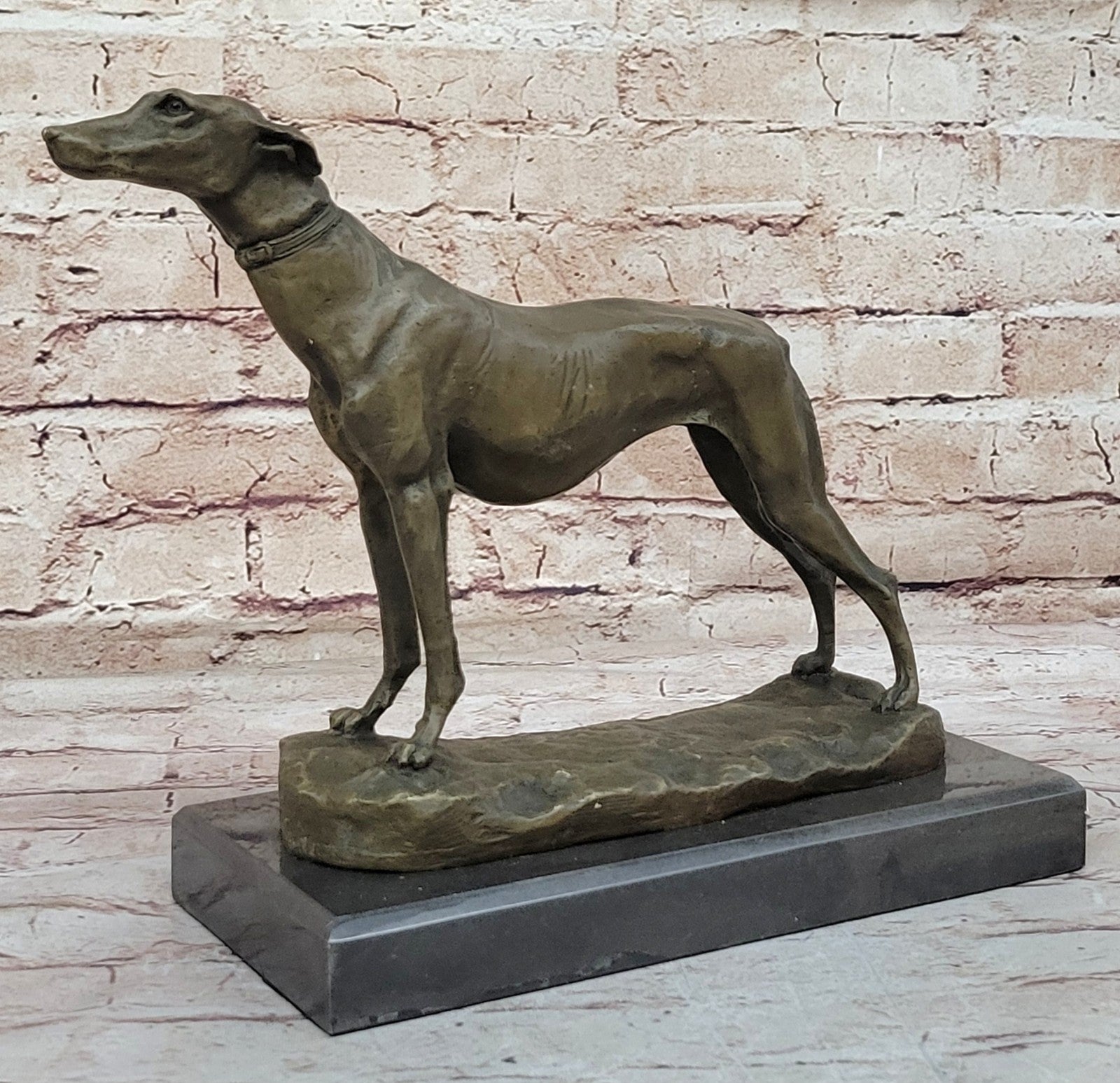 Signed Fremiet  100% Bronze Standing Greyhounds- Midcentury Modern Sculpture ART