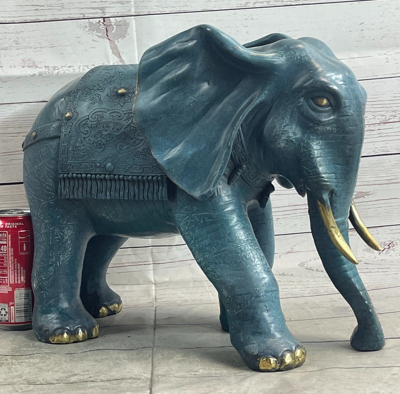 Extra Large Elephant Sculpture by Barye - Museum-Quality Wildlife Bronze Statue with Gold Accents