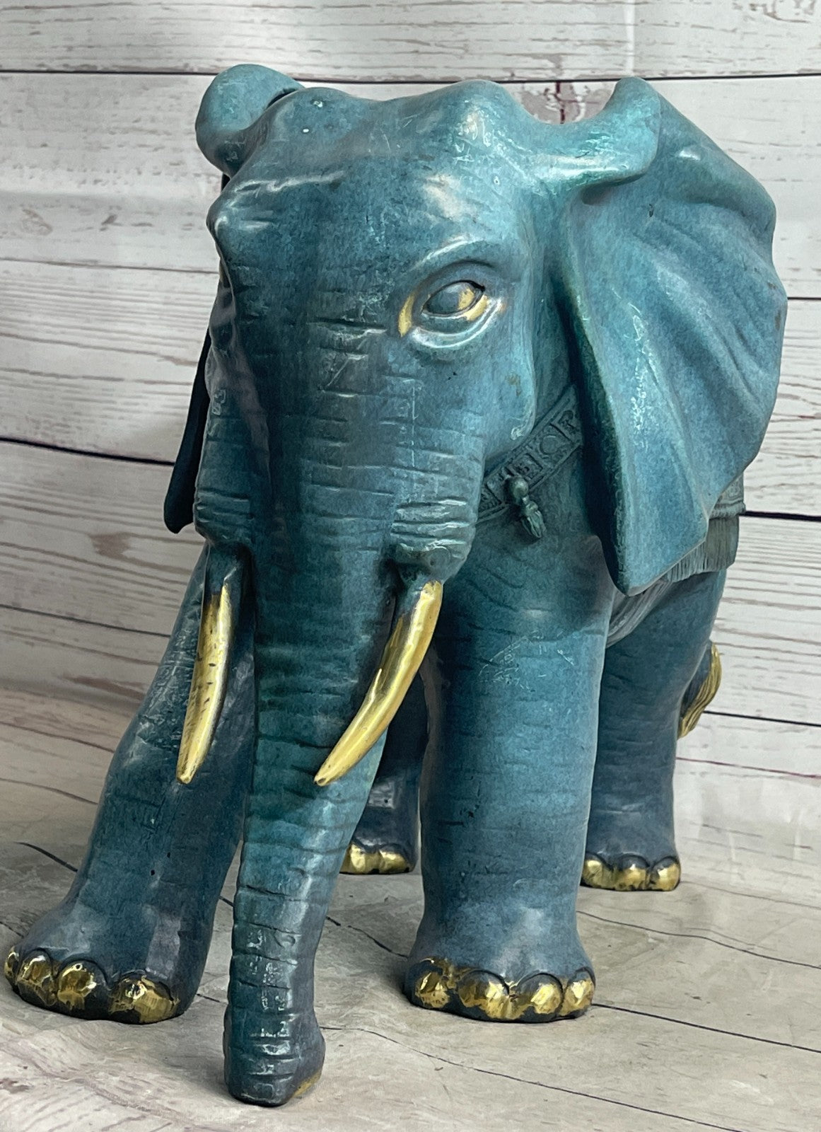 Extra Large Elephant Sculpture by Barye - Museum-Quality Wildlife Bronze Statue with Gold Accents