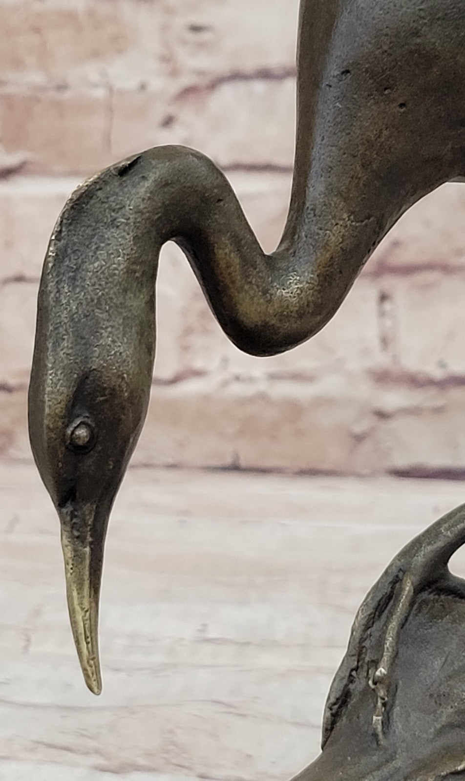 100%  Bronze Statue Egret Crane Coastal Bird Art Signed Milo Fine Art Decor