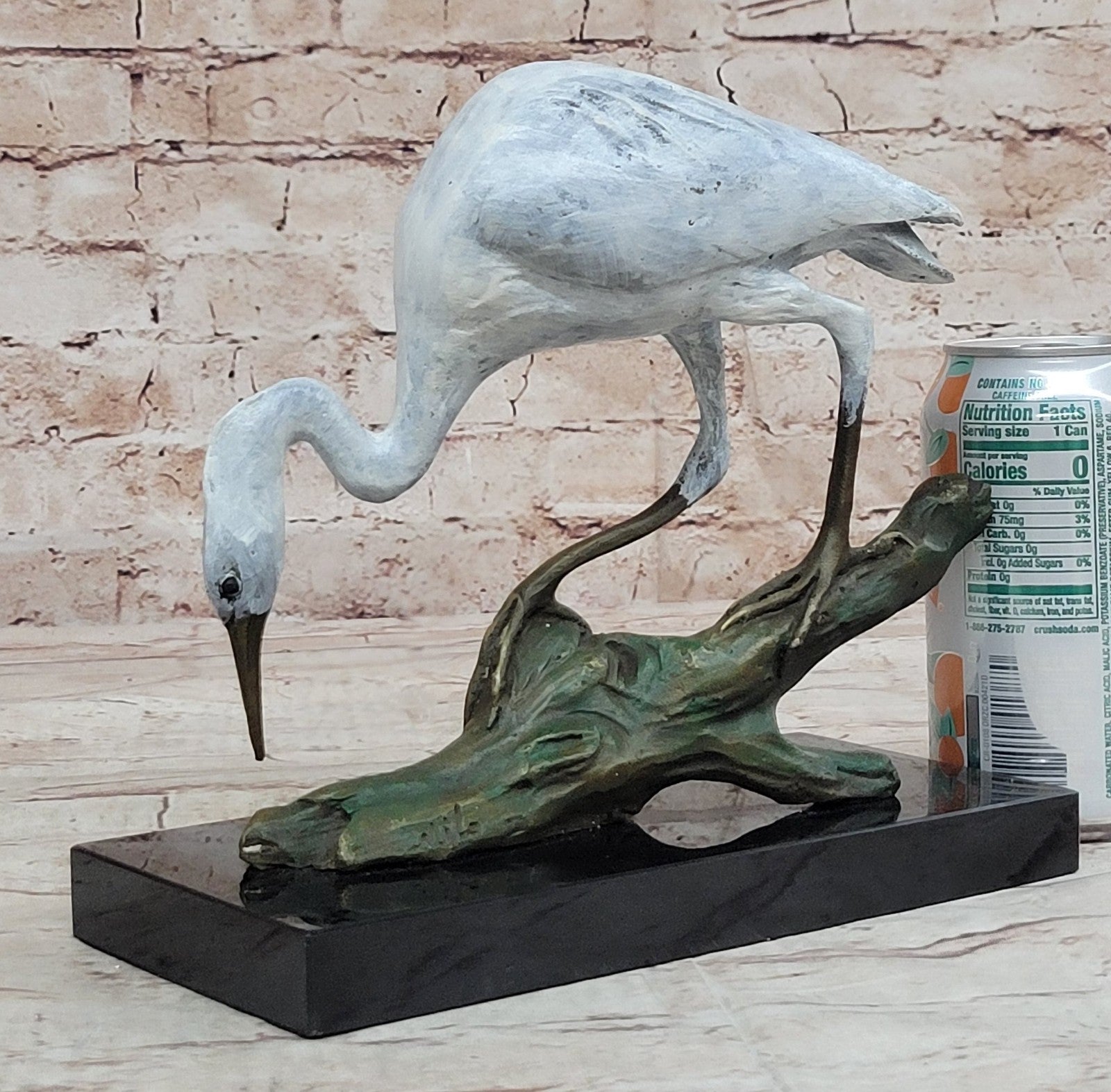 Contemporary Crane Brown Patina Bronze Patina Stylized Garden Bird Statues Decor