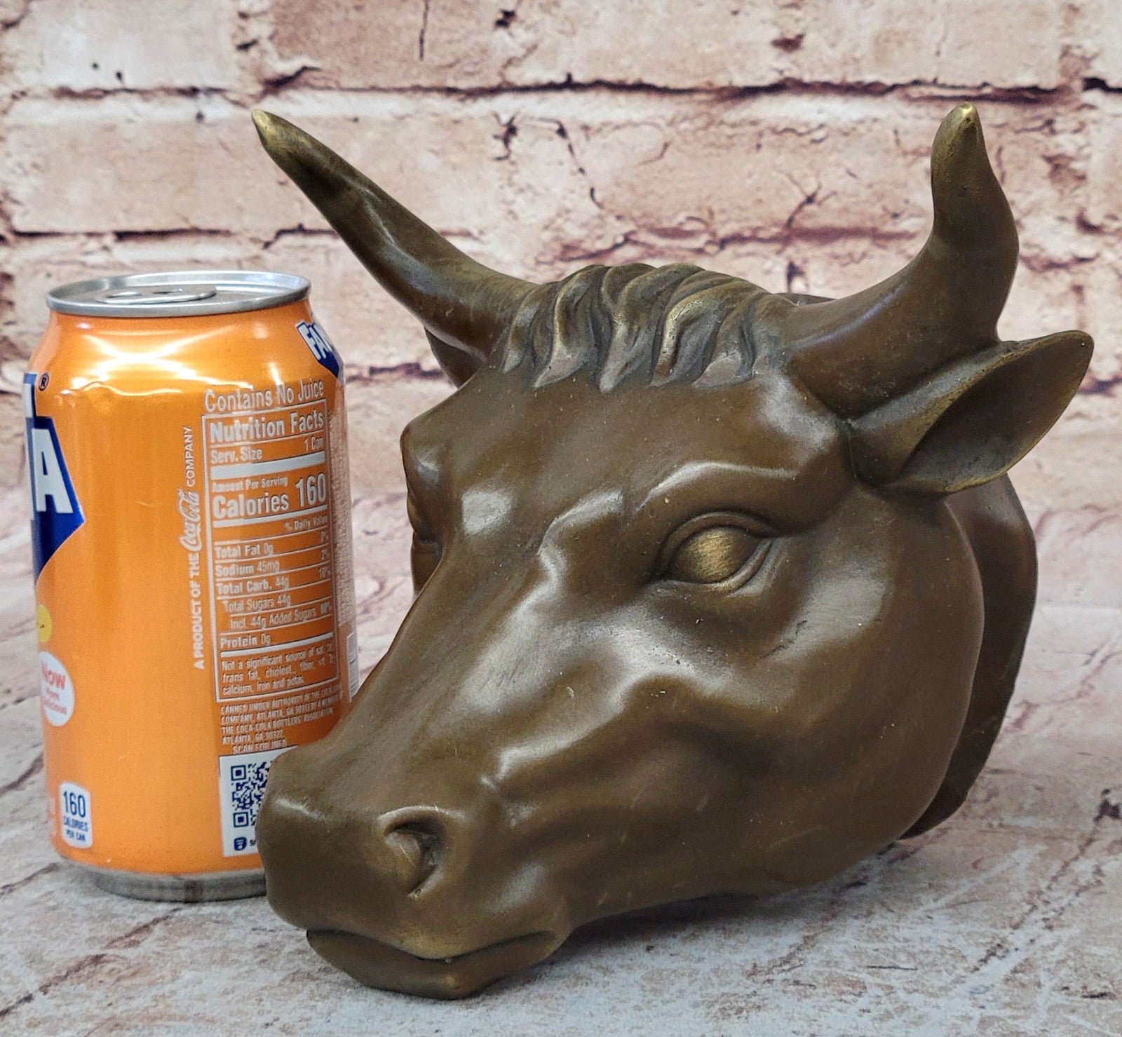 BULLS HEAD WALL HANGING 19CM BRONZE FINISH GARDEN/INDOOR PATIO ORNAMENT STATUE