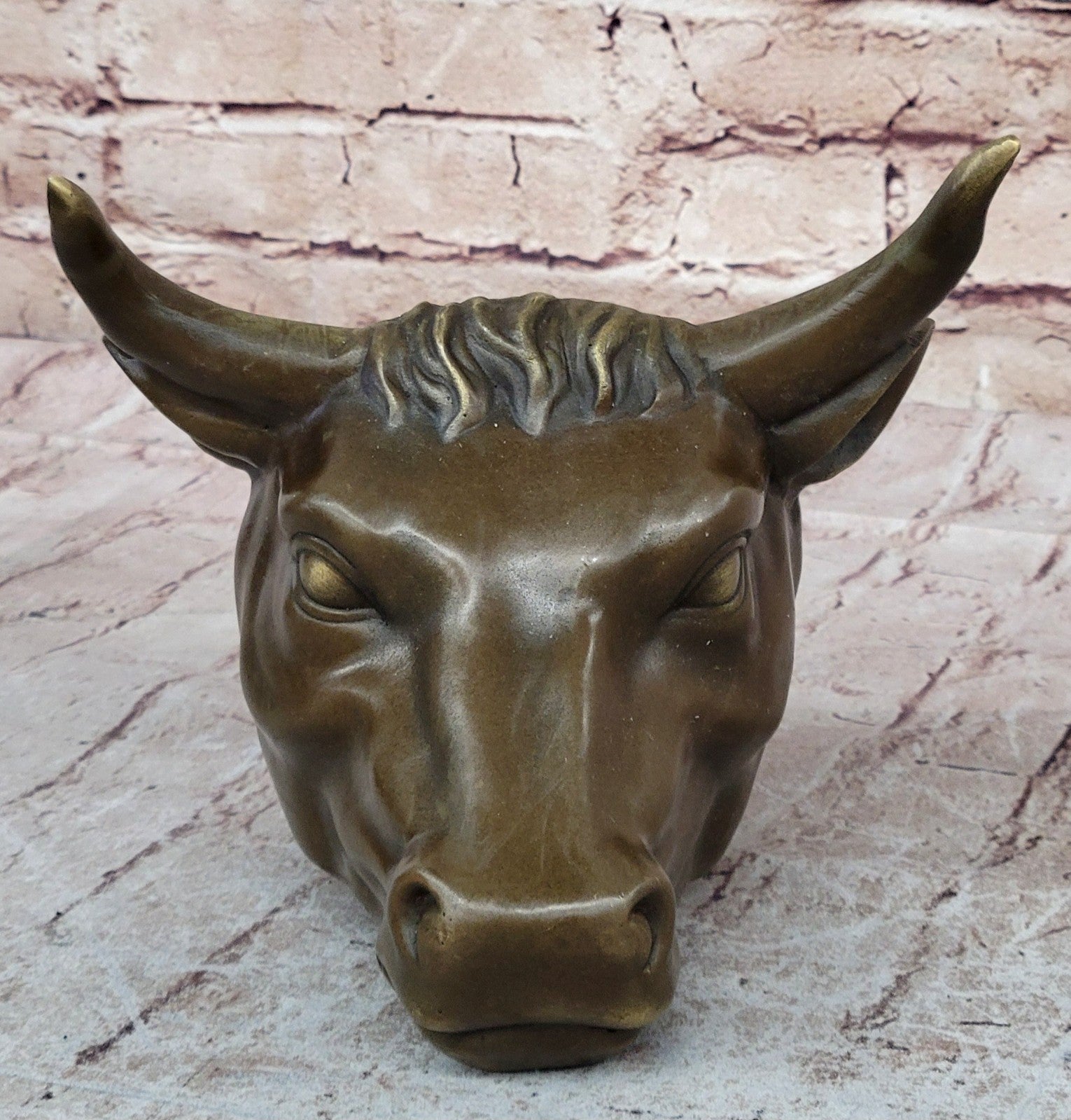 BULLS HEAD WALL HANGING 19CM BRONZE FINISH GARDEN/INDOOR PATIO ORNAMENT STATUE