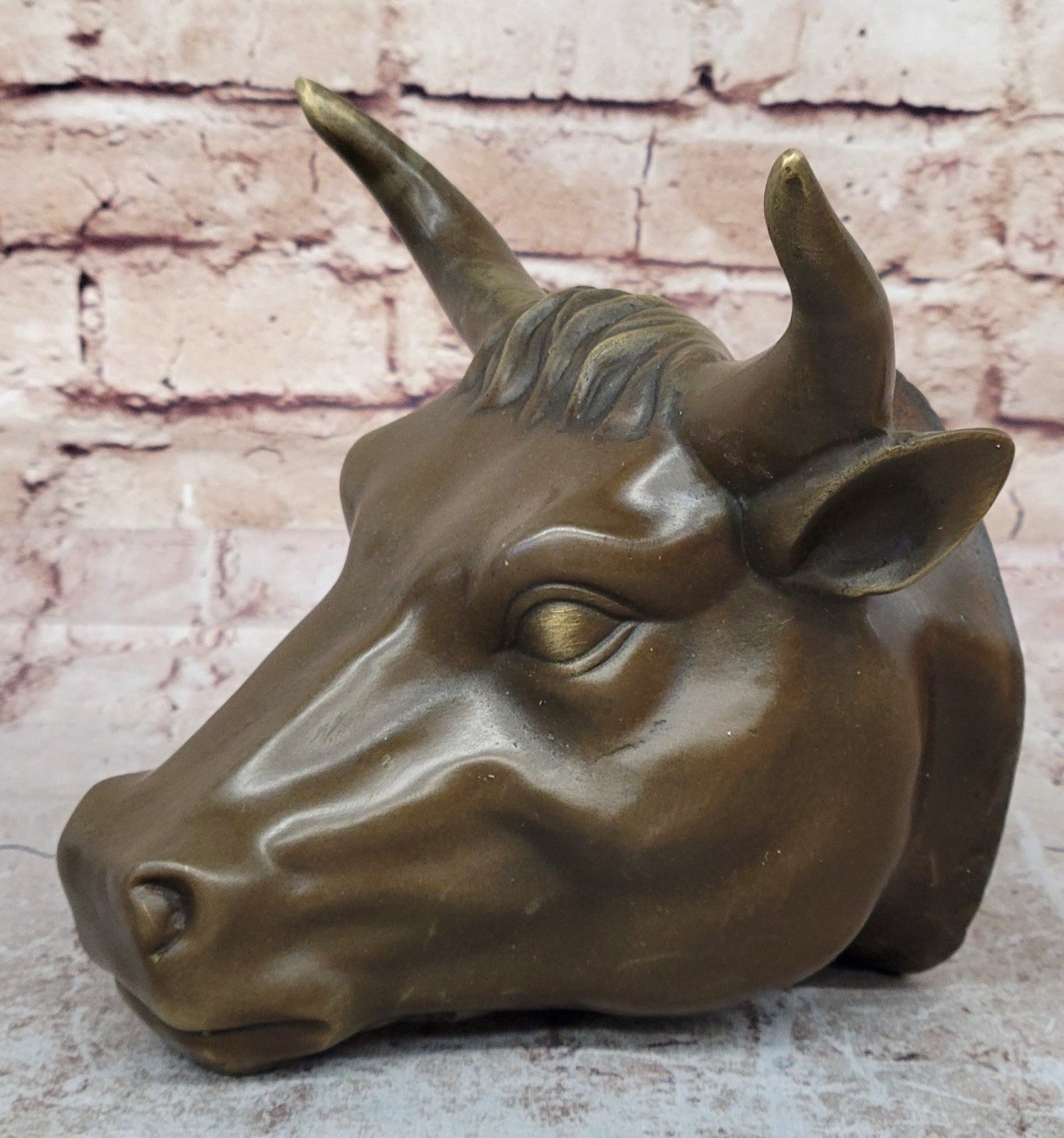 BULLS HEAD WALL HANGING 19CM BRONZE FINISH GARDEN/INDOOR PATIO ORNAMENT STATUE