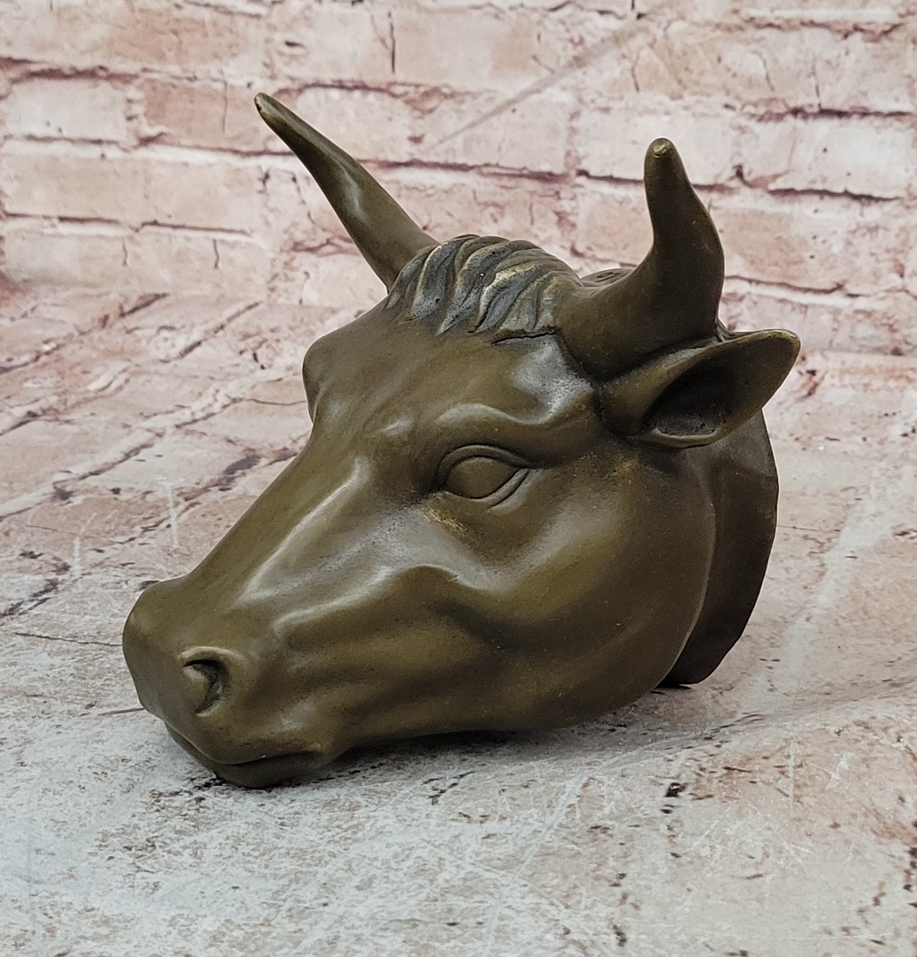 BULLS HEAD WALL HANGING 19CM BRONZE FINISH GARDEN/INDOOR PATIO ORNAMENT STATUE