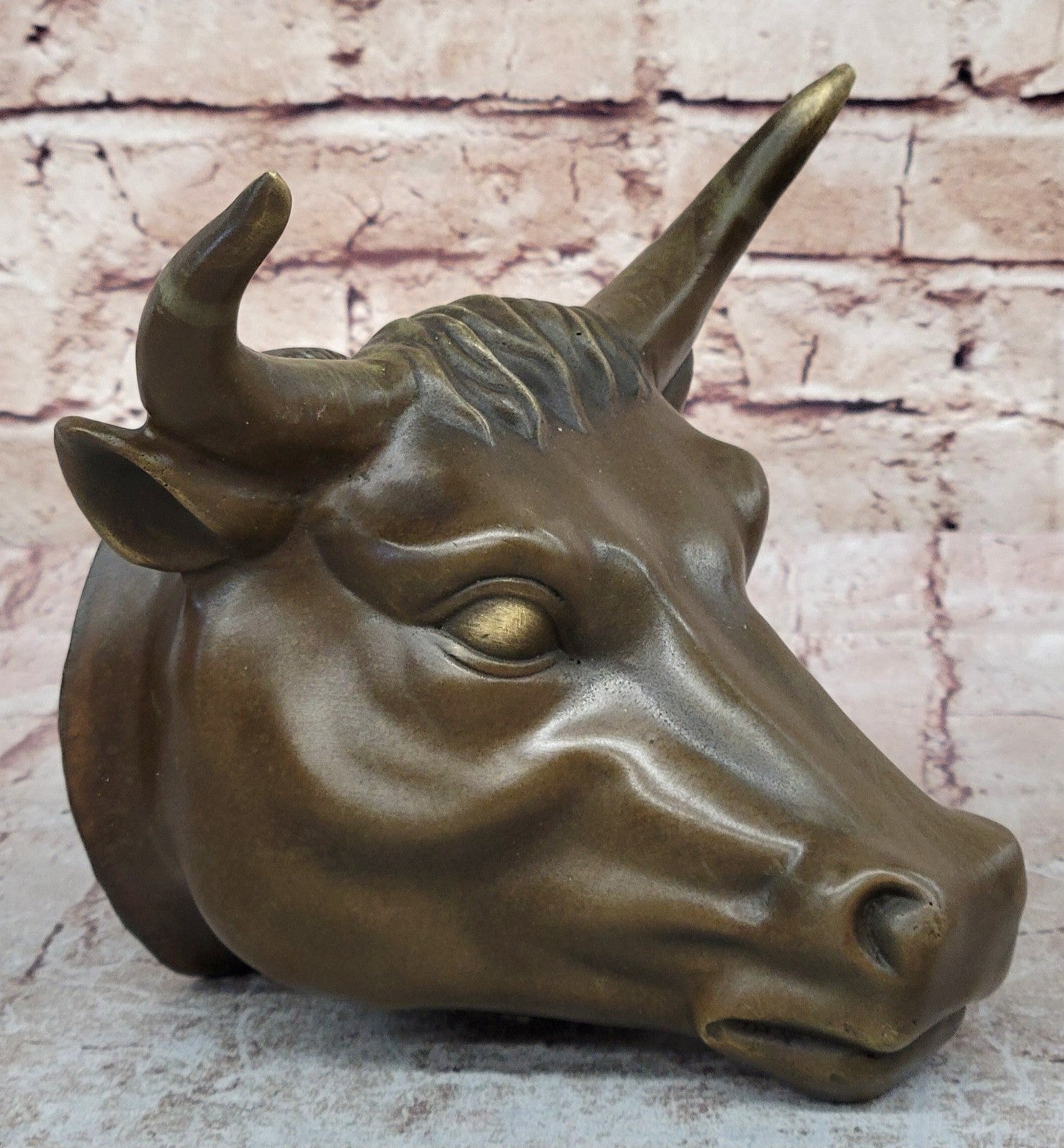 BULLS HEAD WALL HANGING 19CM BRONZE FINISH GARDEN/INDOOR PATIO ORNAMENT STATUE