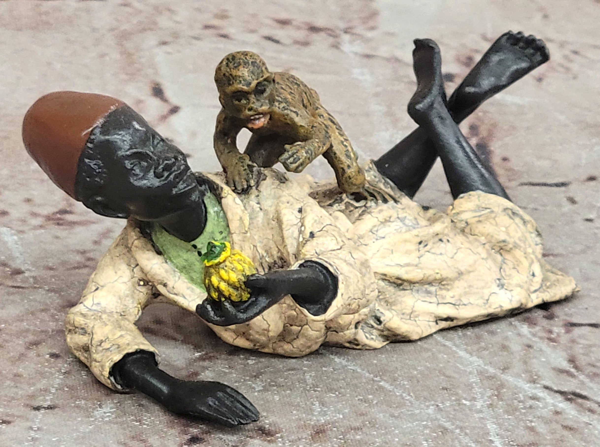 Cold Painted Vienna Bronze Arab Man with Monkey After Bergman Figurine
