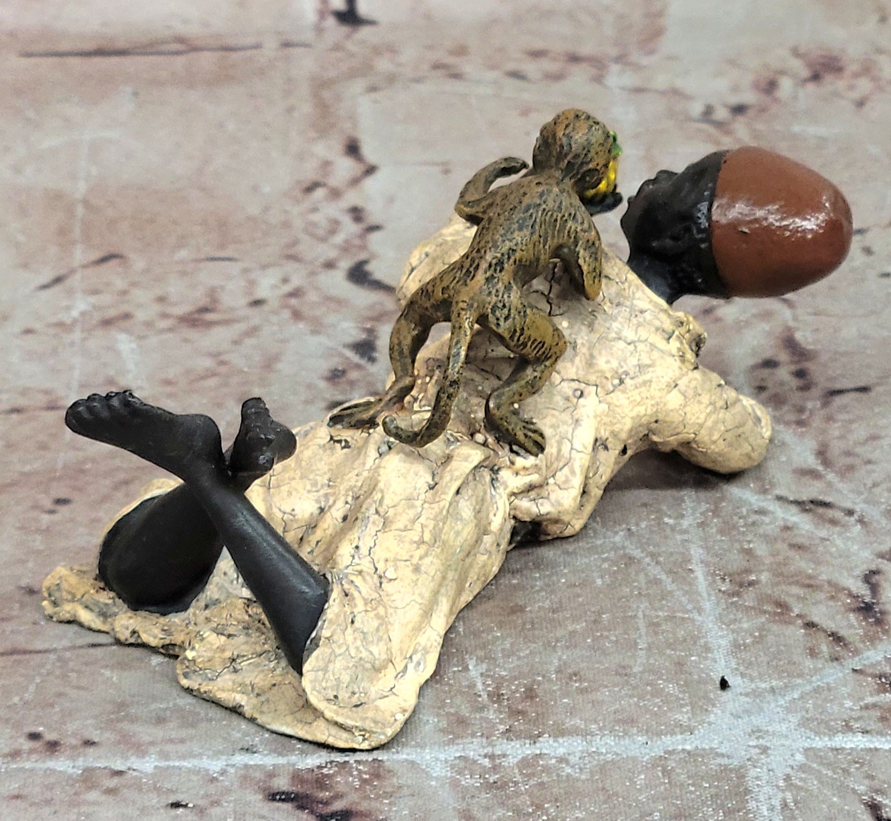 Cold Painted Vienna Bronze Arab Man with Monkey After Bergman Figurine