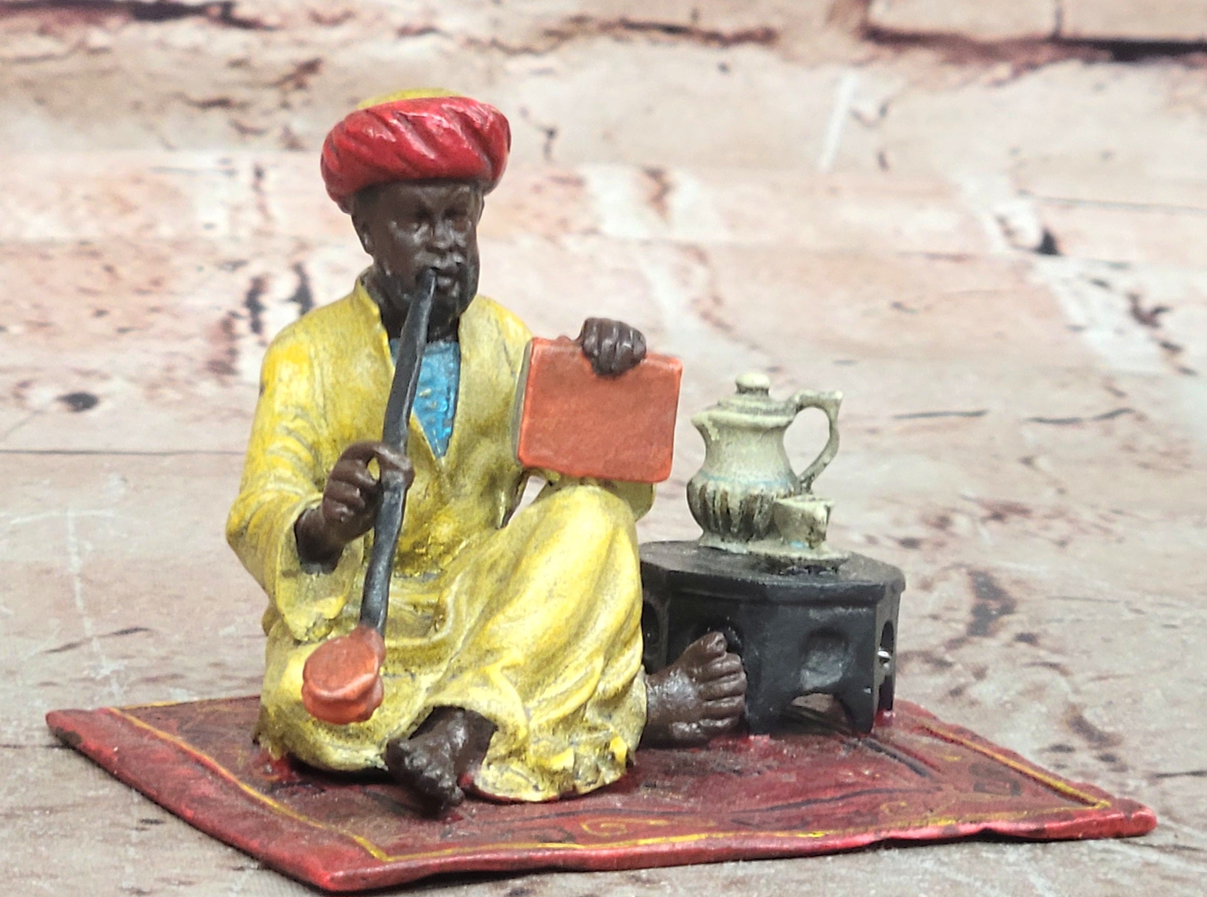 Vienna Bronze Figurine Arab Man Smoking Pipe After Bergman Artwork