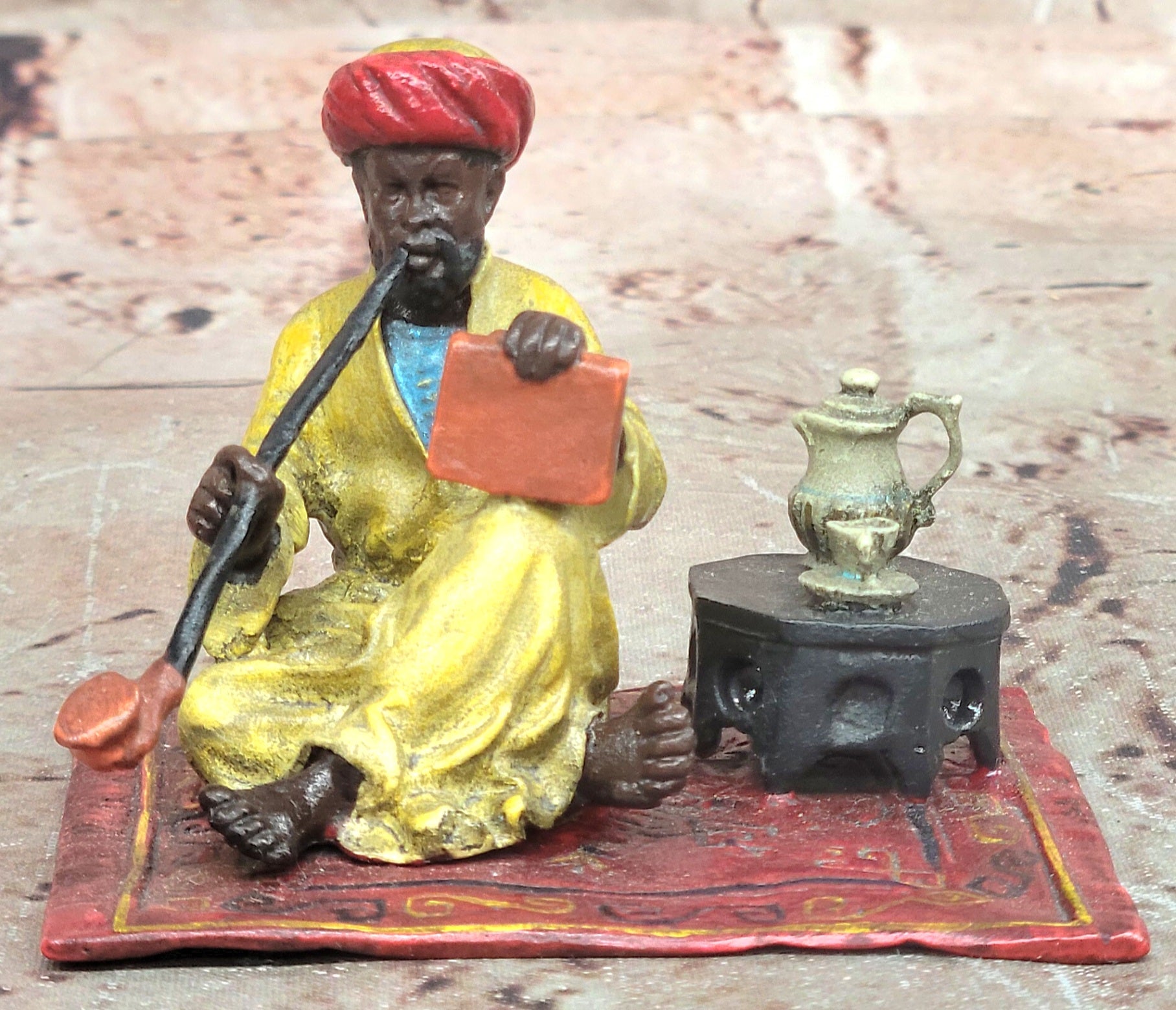 Vienna Bronze Figurine Arab Man Smoking Pipe After Bergman Artwork