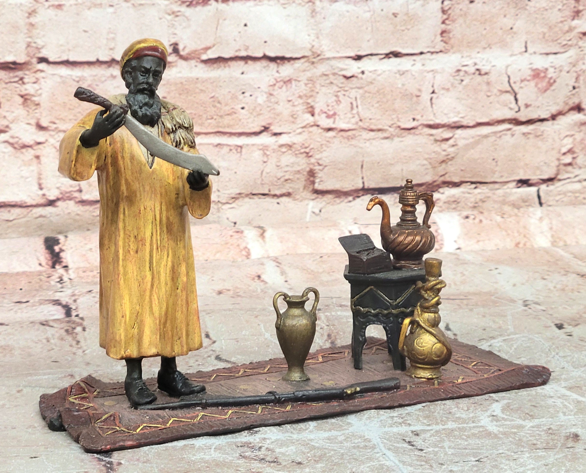 Vienna Bergman Bronze Arab Merchant with Carpet Collectible Statue