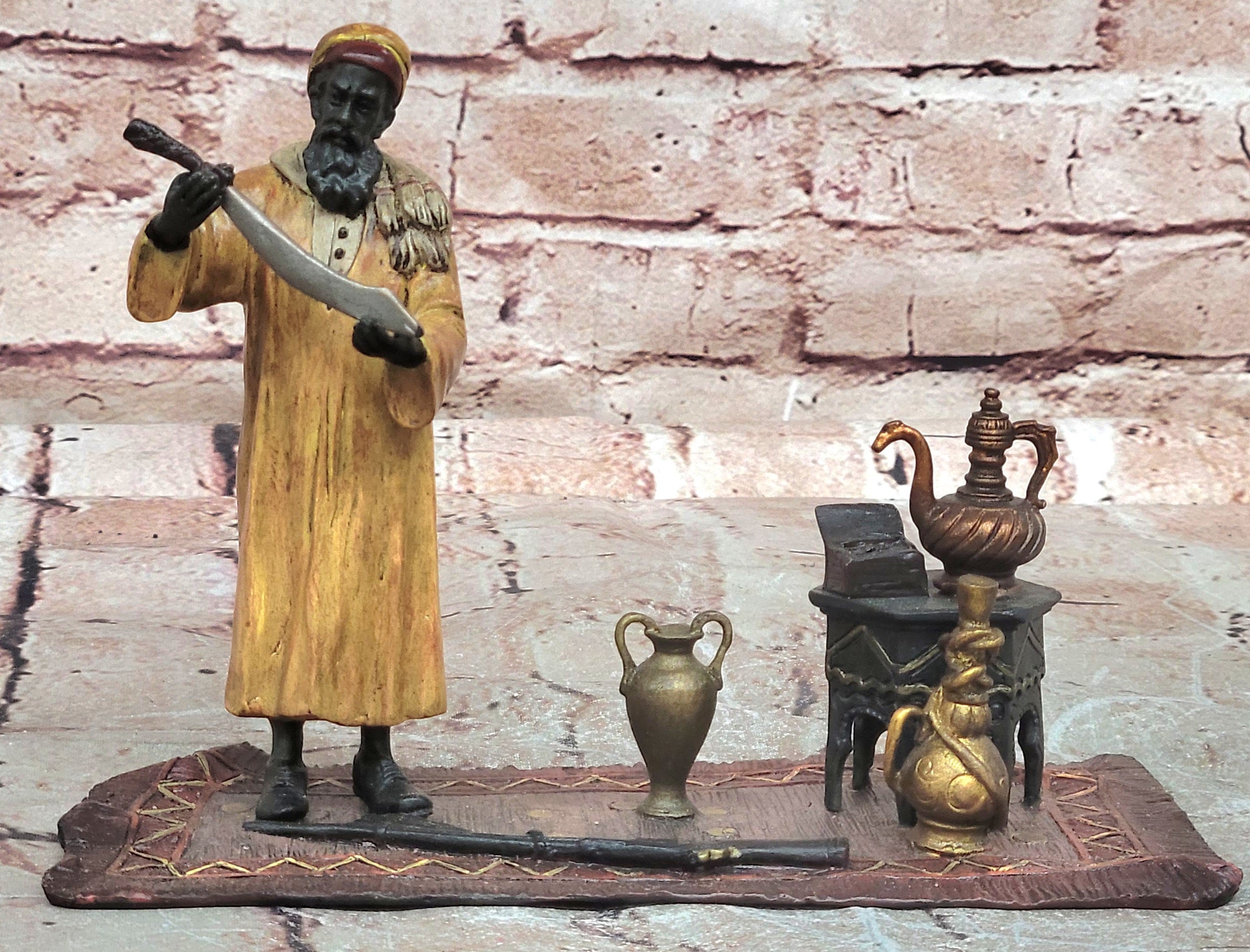 Vienna Bergman Bronze Arab Merchant with Carpet Collectible Statue