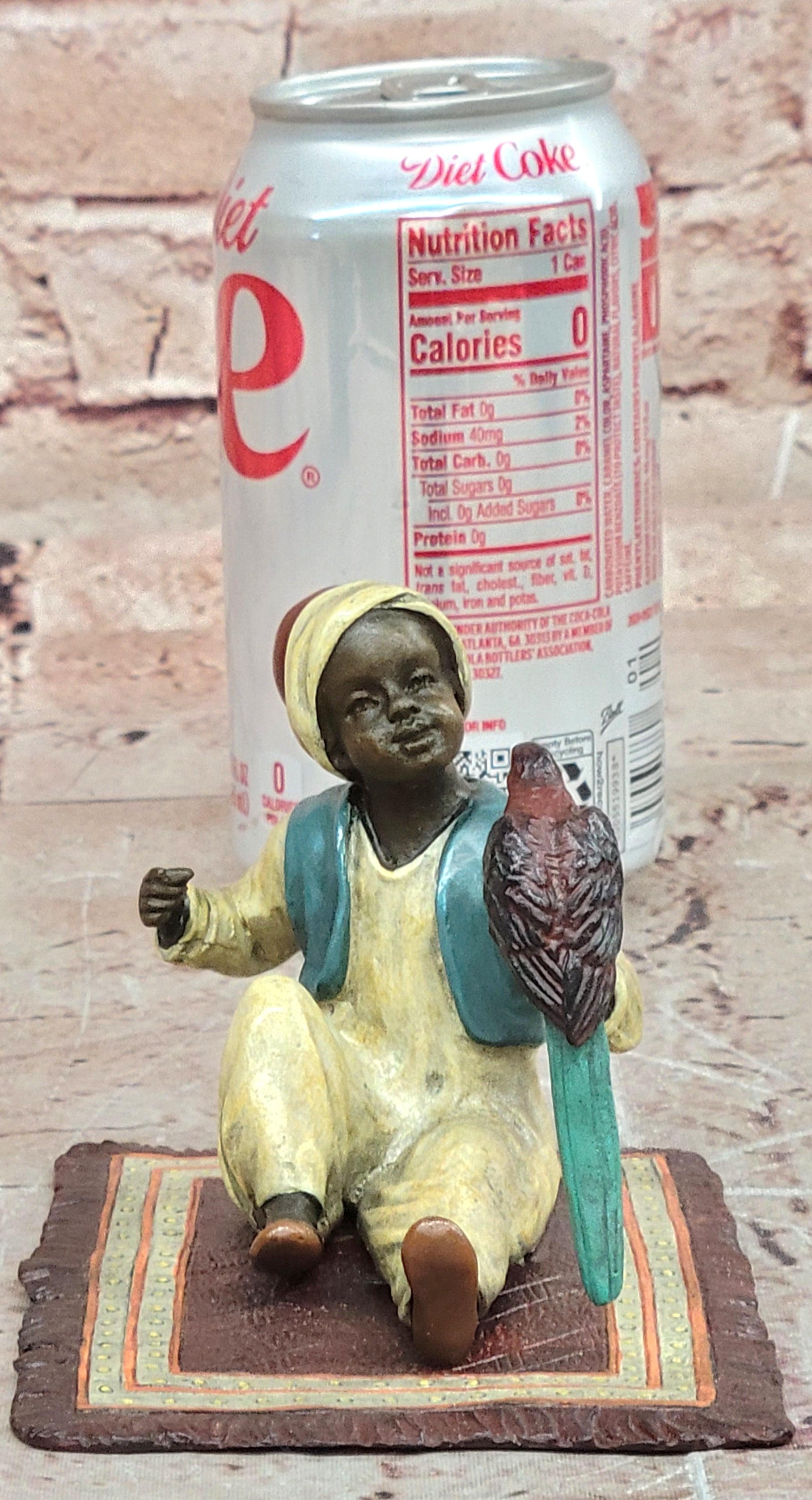 Franz Bergman Arab Sitting On Rug Holding Bird Cold Painted 100% Bronze