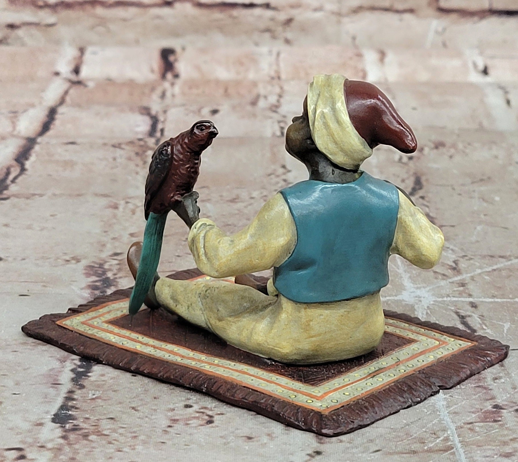 Franz Bergman Arab Sitting On Rug Holding Bird Cold Painted 100% Bronze