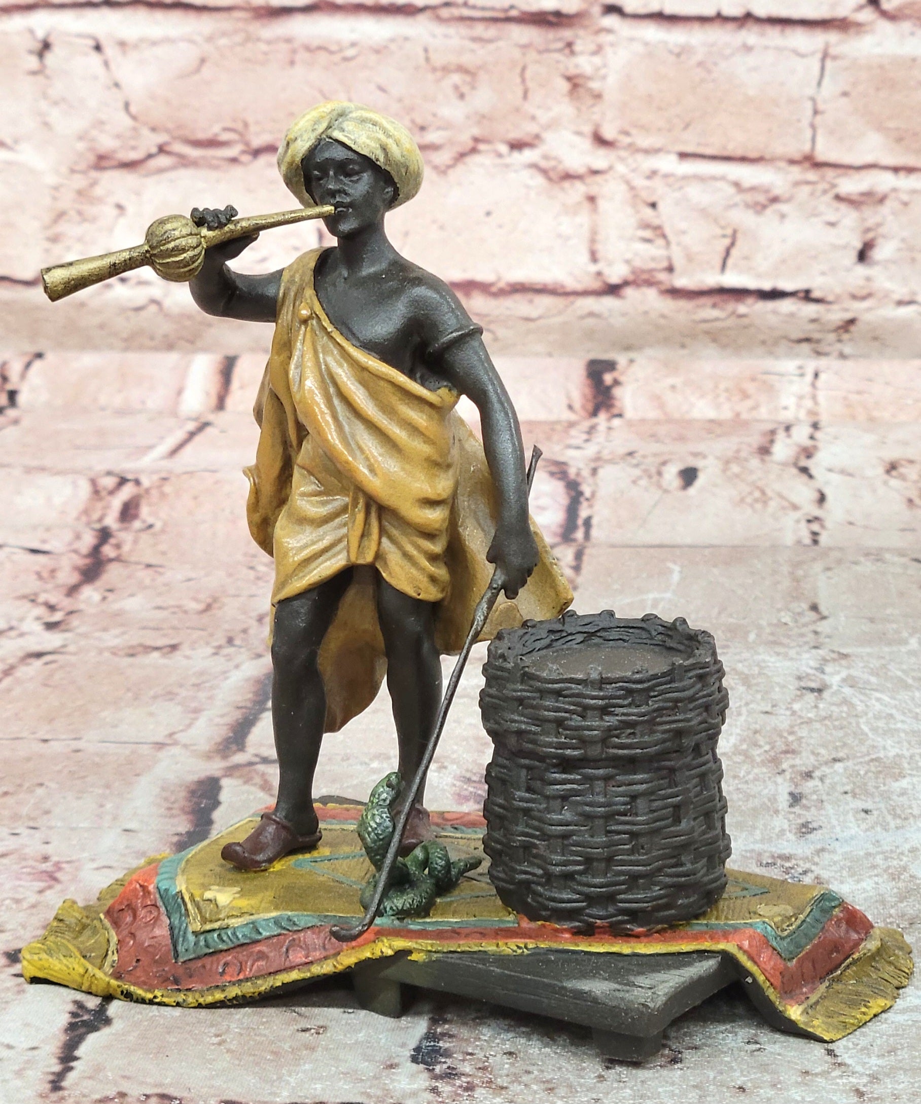 Cold Painted Vienna Bronze Snake Charmer Bergman Style Figurine