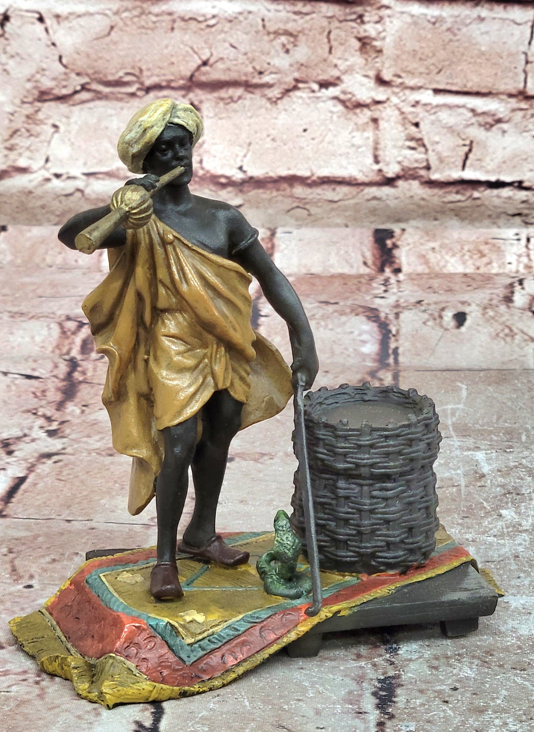 Cold Painted Vienna Bronze Snake Charmer Bergman Style Figurine