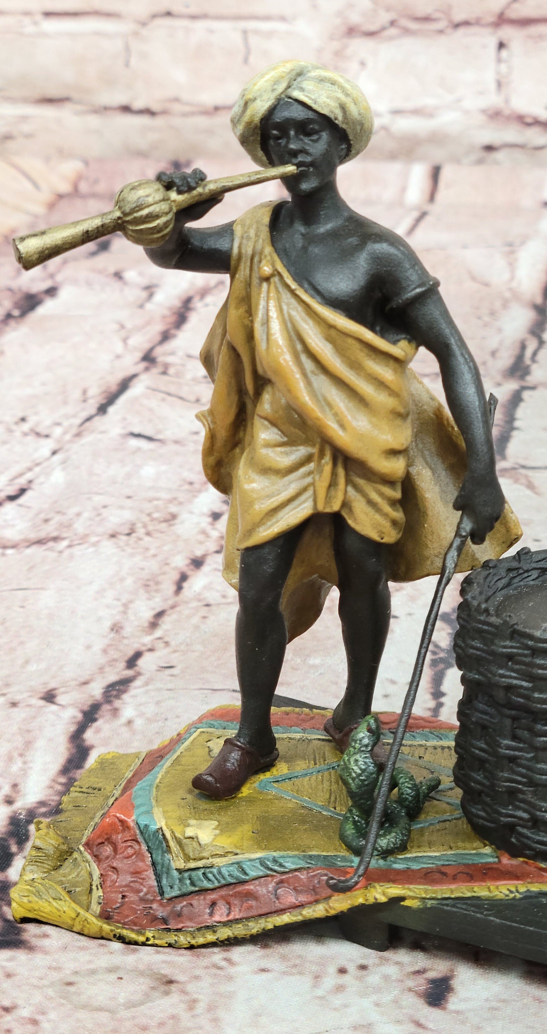 Cold Painted Vienna Bronze Snake Charmer Bergman Style Figurine