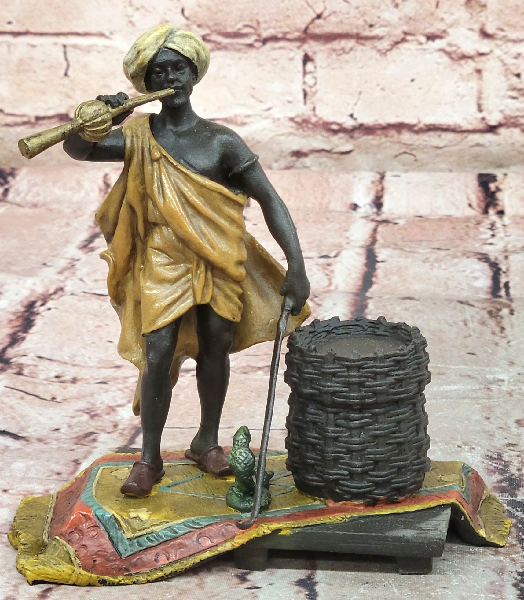 Cold Painted Vienna Bronze Snake Charmer Bergman Style Figurine