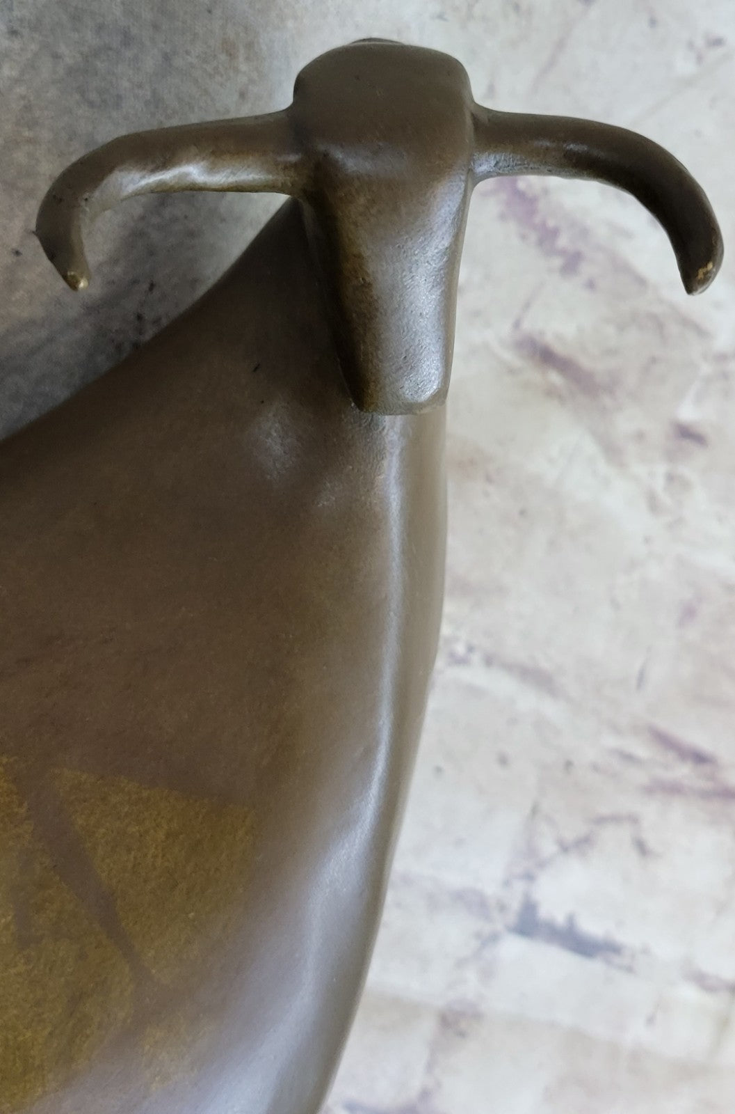 10" West Art Deco Bronze Sculpture Abstract Art Animal Bull Ox Statue