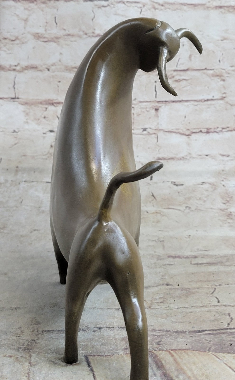 10" West Art Deco Bronze Sculpture Abstract Art Animal Bull Ox Statue