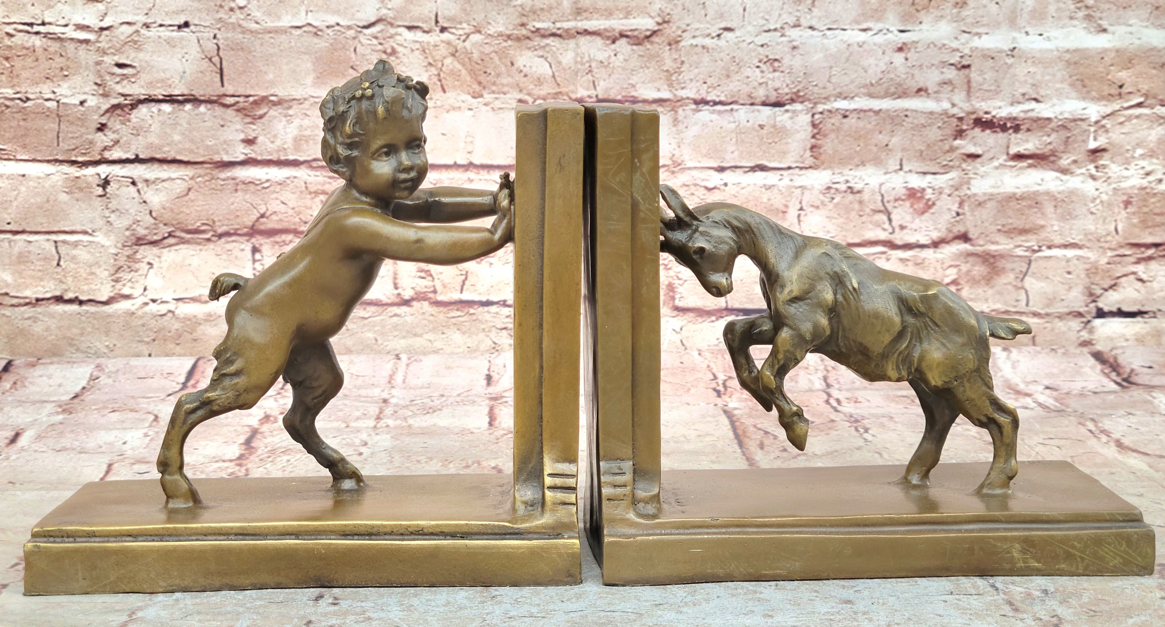 Bronze Sculpture Statue Signed by Milo Art Deco Satyr with Goat Classic Figurine